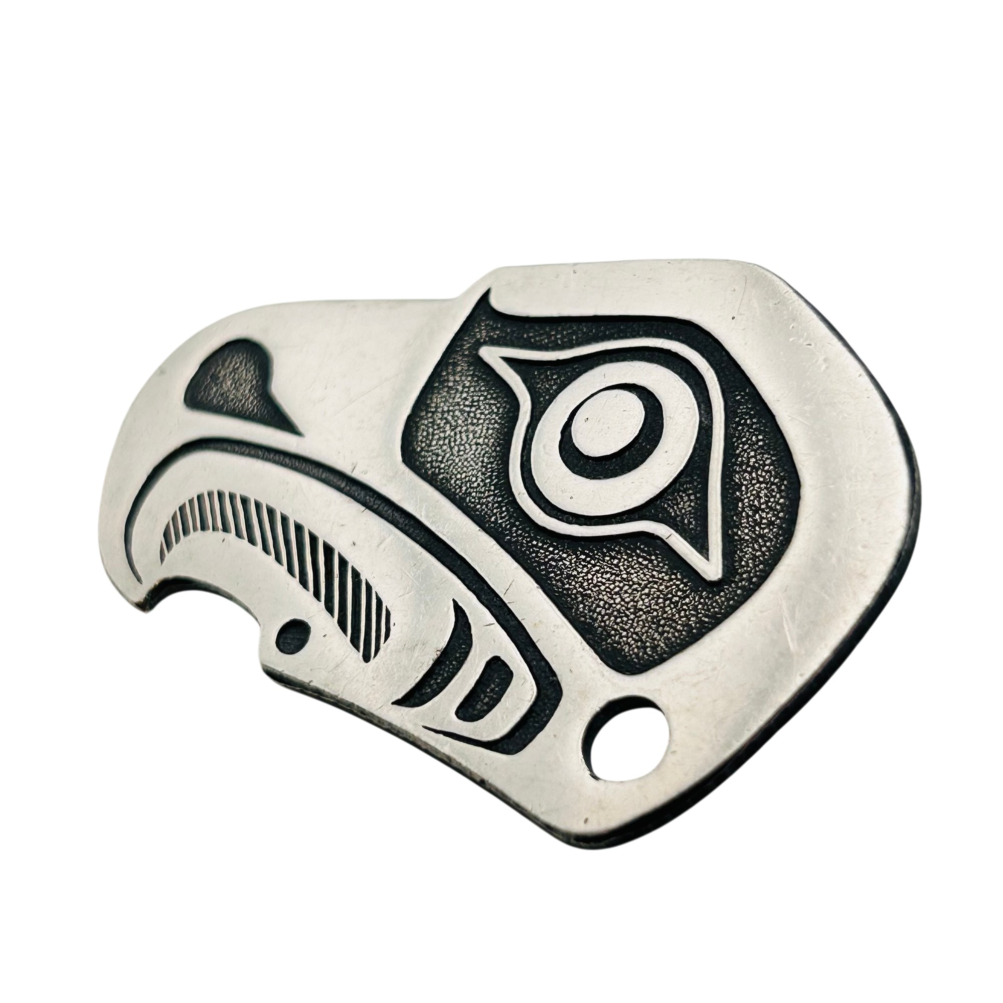 Signed Northwest Coast Indian Sterling Overlay Pendant