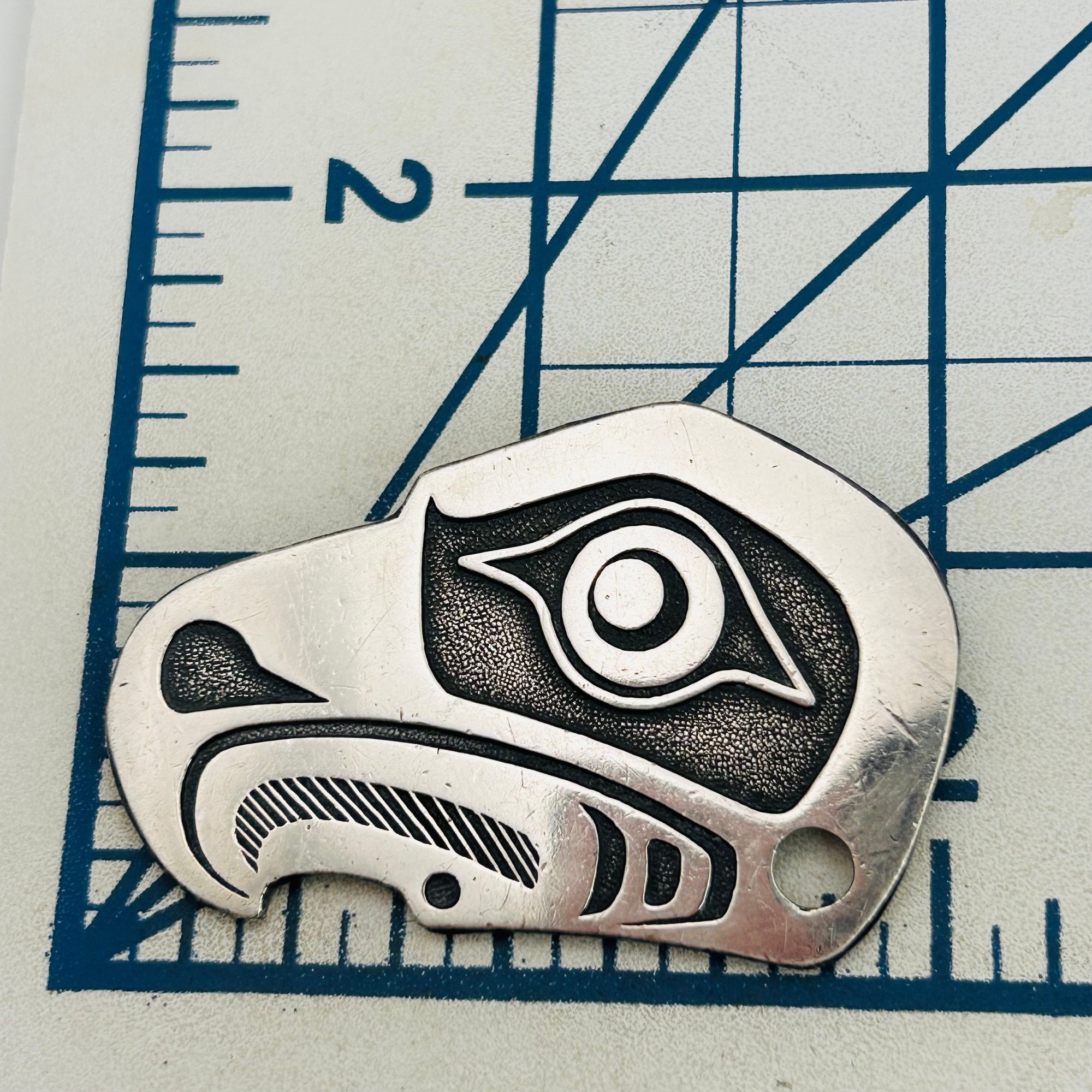 Signed Northwest Coast Indian Sterling Overlay Pendant