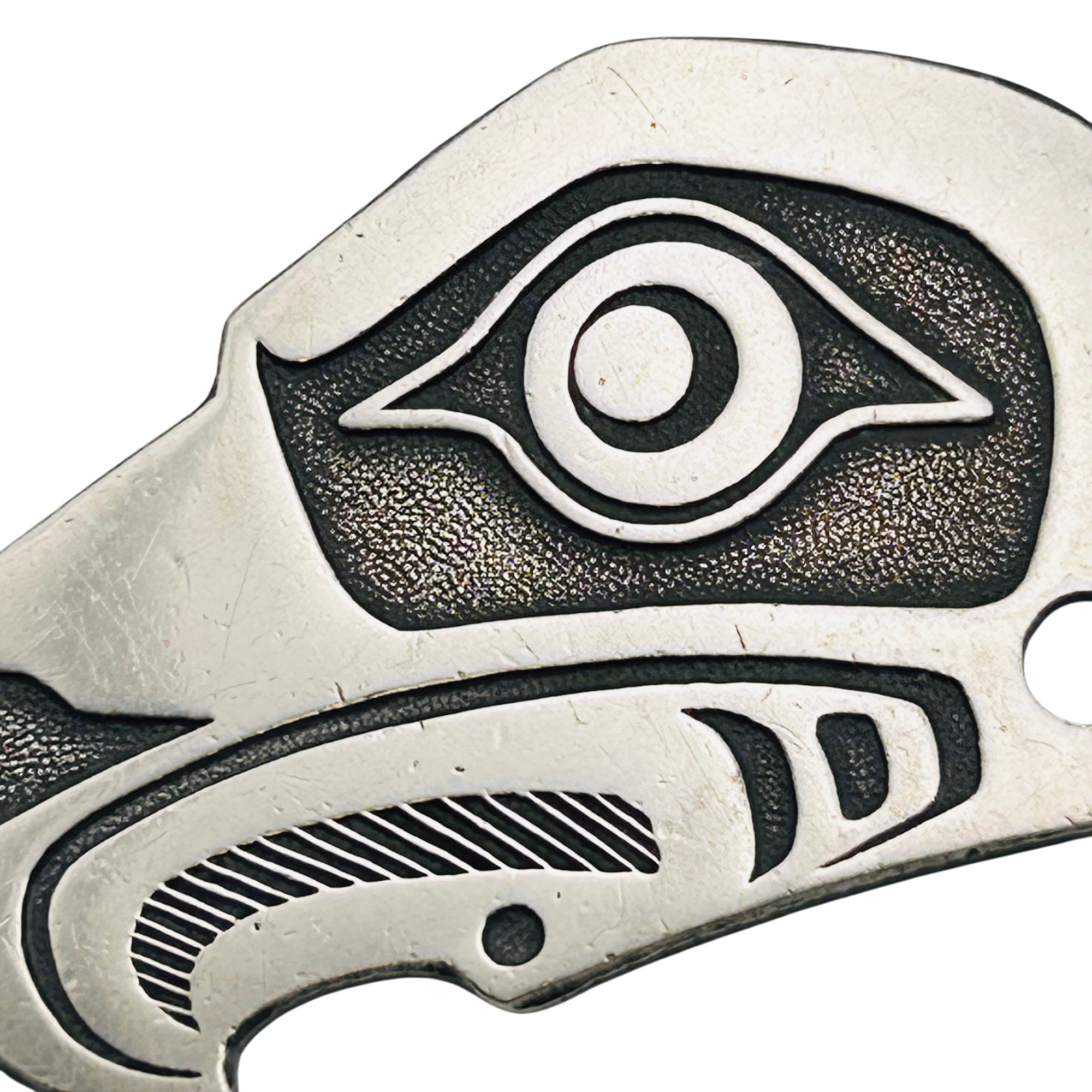 Signed Northwest Coast Indian Sterling Overlay Pendant