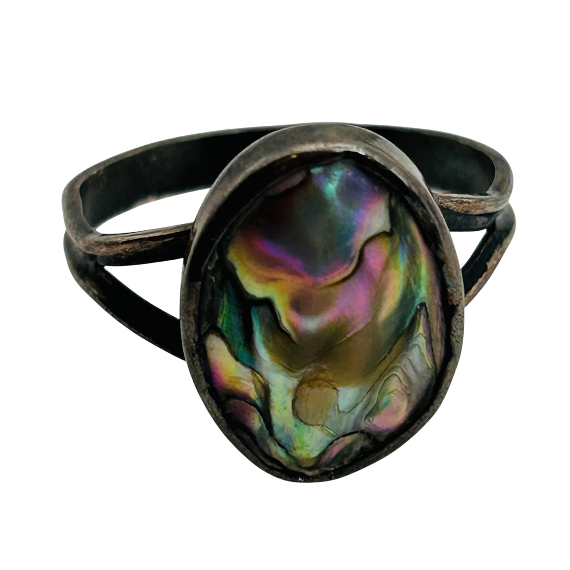 Native Sterling Abalone Ring Sz 5.5