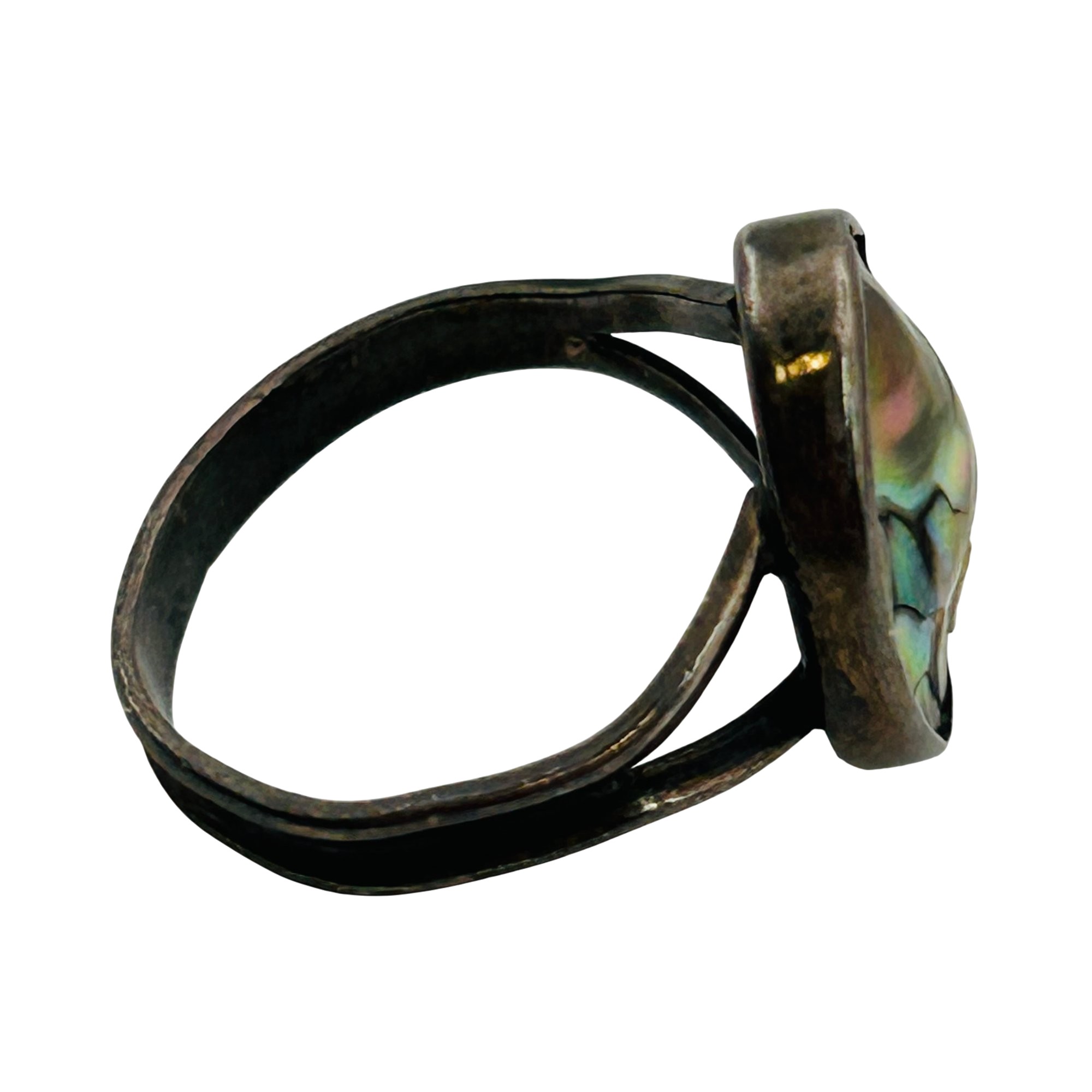 Native Sterling Abalone Ring Sz 5.5