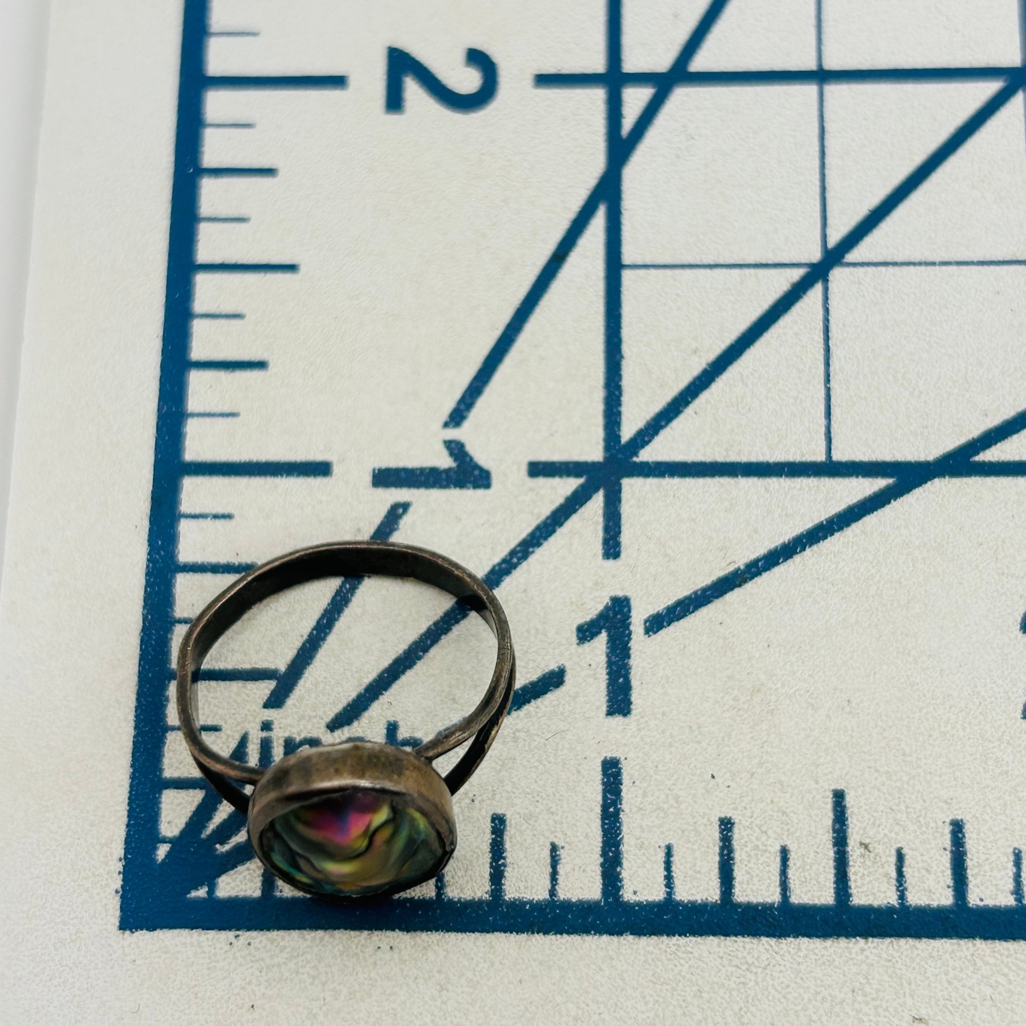 Native Sterling Abalone Ring Sz 5.5