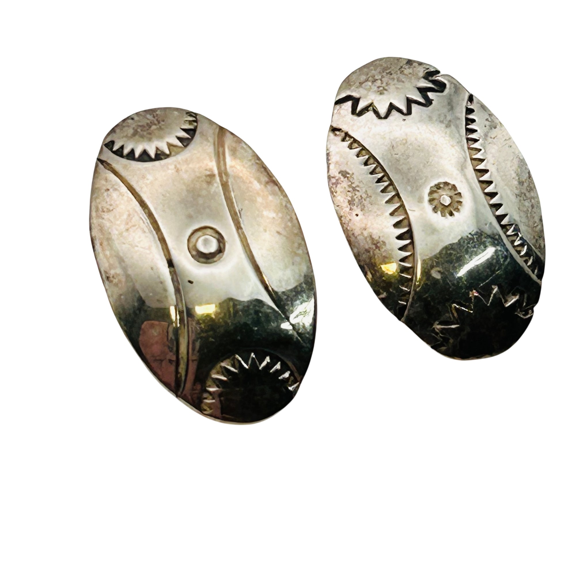 Signed Navajo Sterling Stamped Earrings