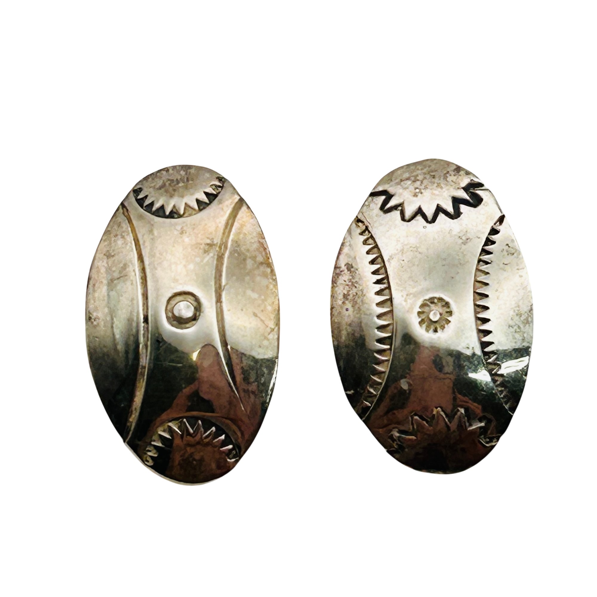 Signed Navajo Sterling Stamped Earrings