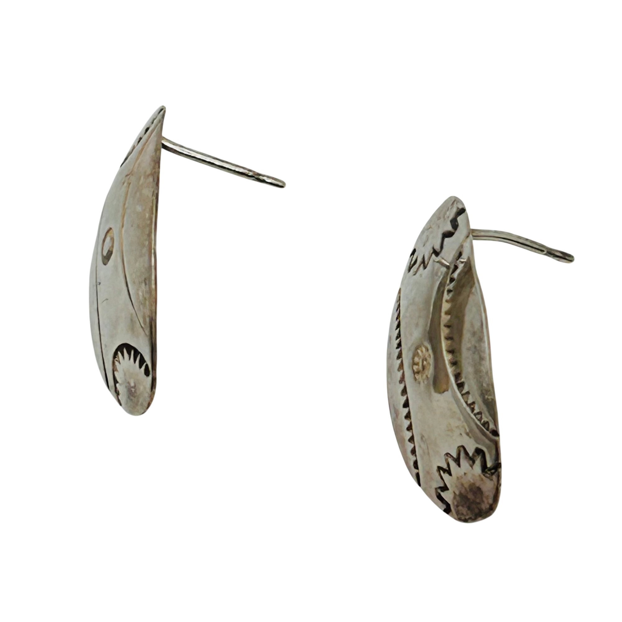 Signed Navajo Sterling Stamped Earrings