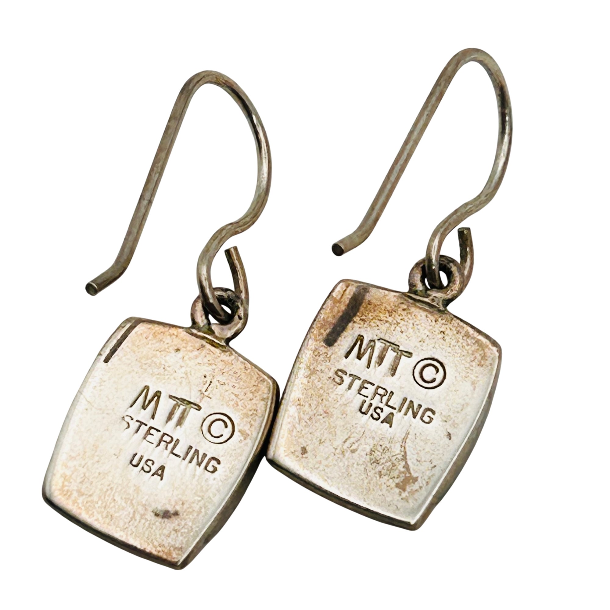 Signed USA Sterling Inlay Multi-Stone Earrings