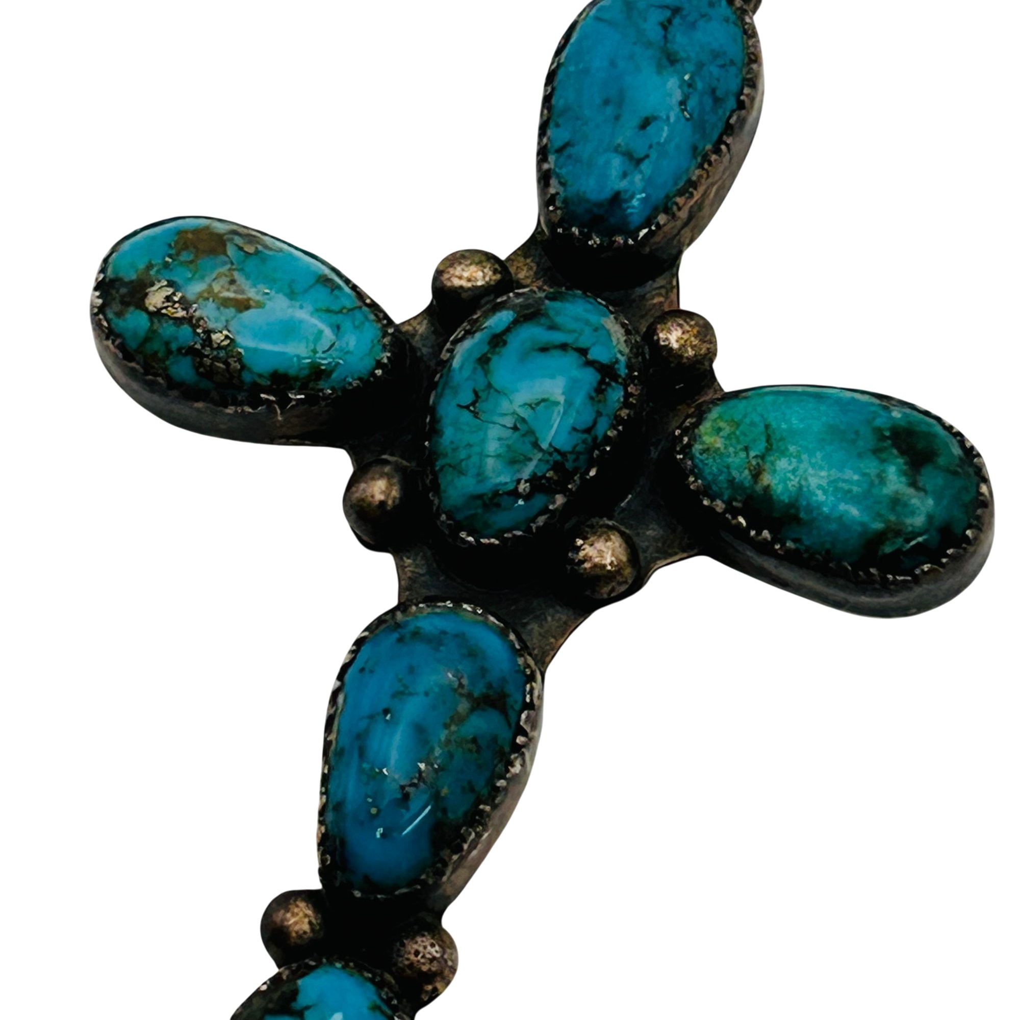 Vintage Signed Navajo Sterling Turquoise Pendant