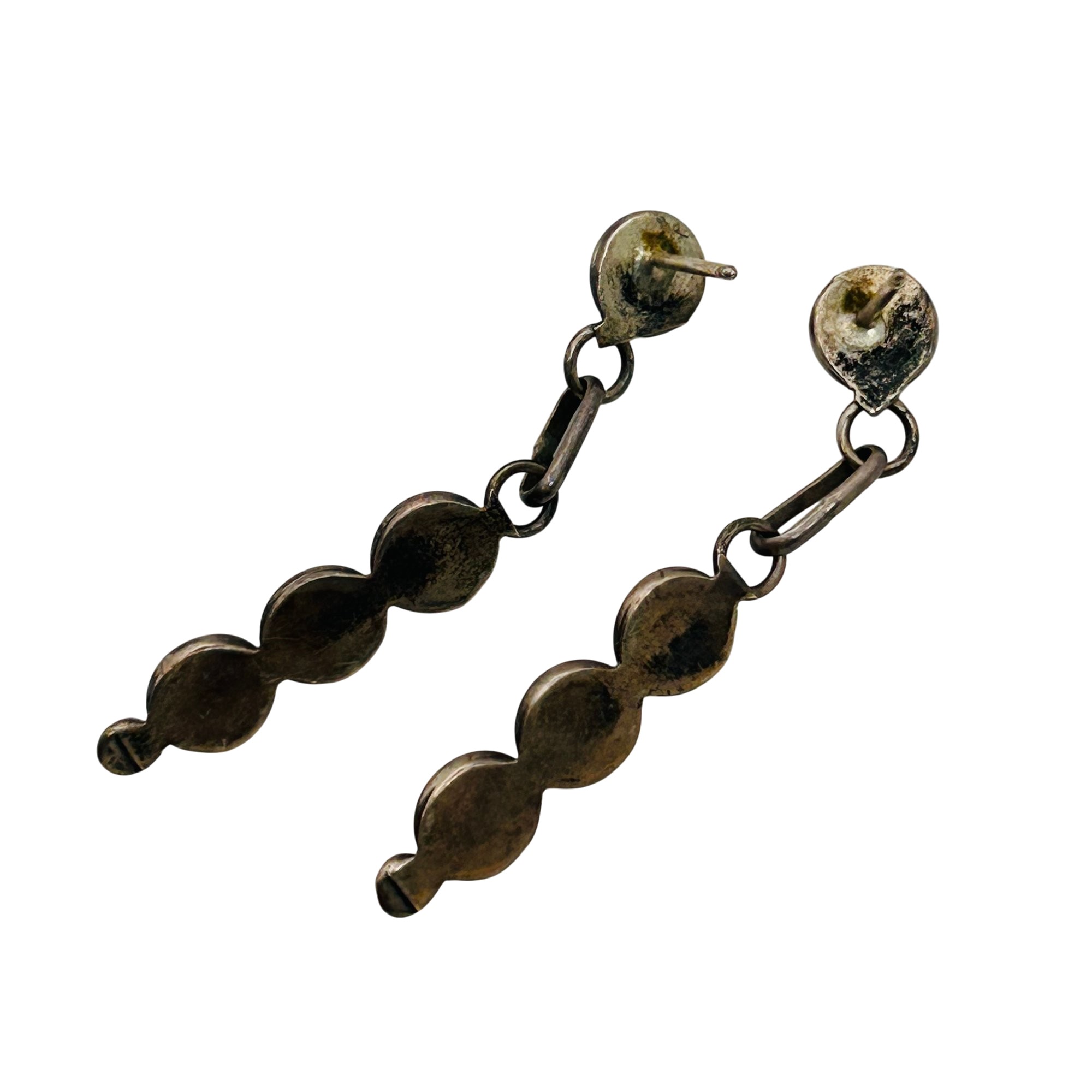 Vintage Zuni Sterling Turquoise Snake Eye Earrings