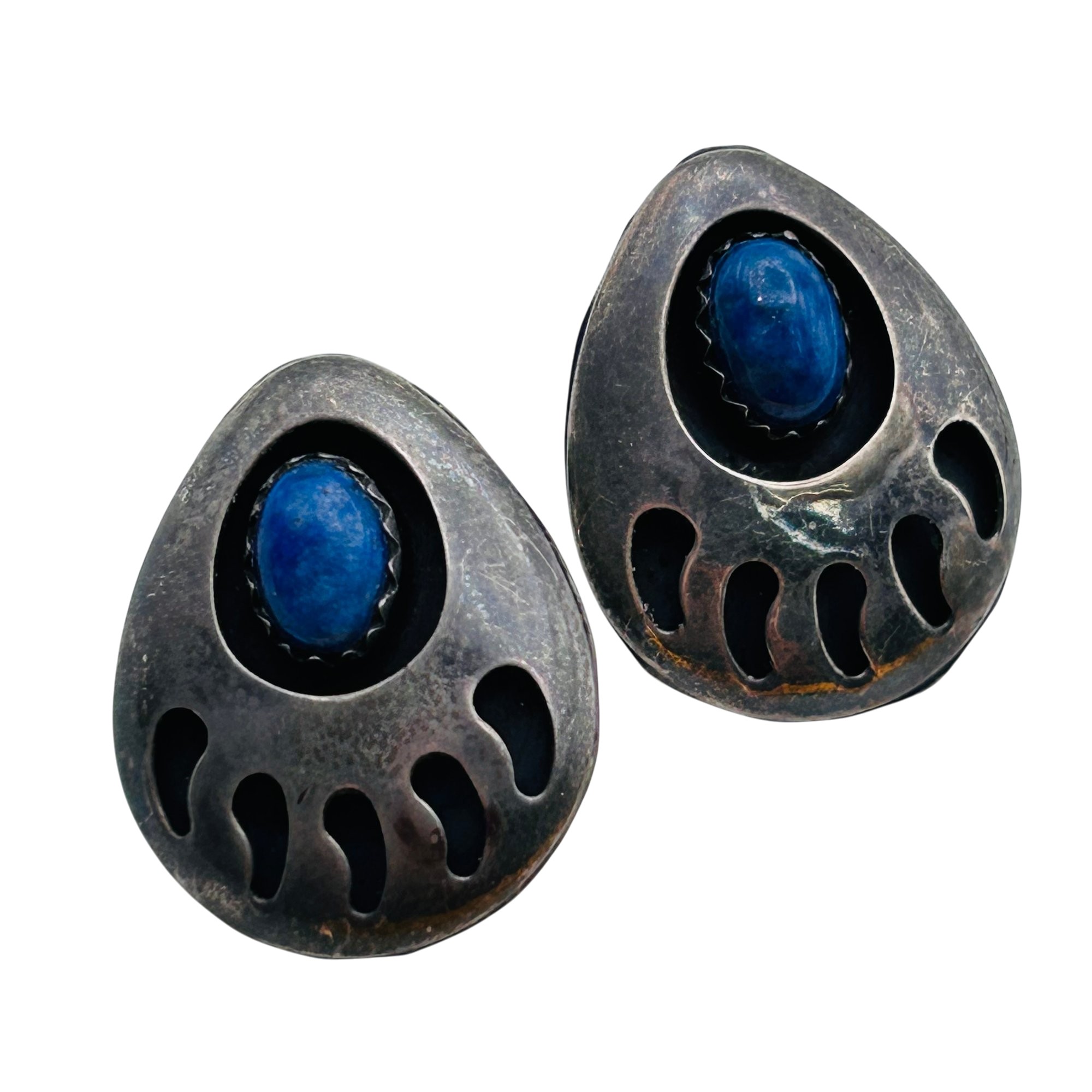 Vintage Navajo Sterling Large Bear Claw Earrings