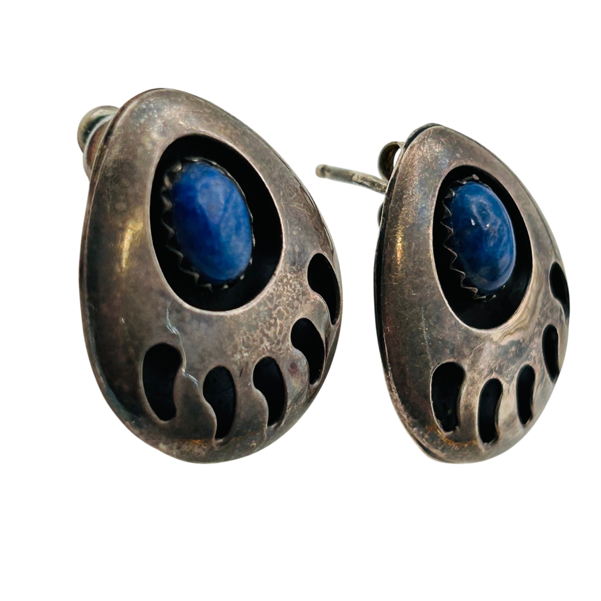 Vintage Navajo Sterling Large Bear Claw Earrings