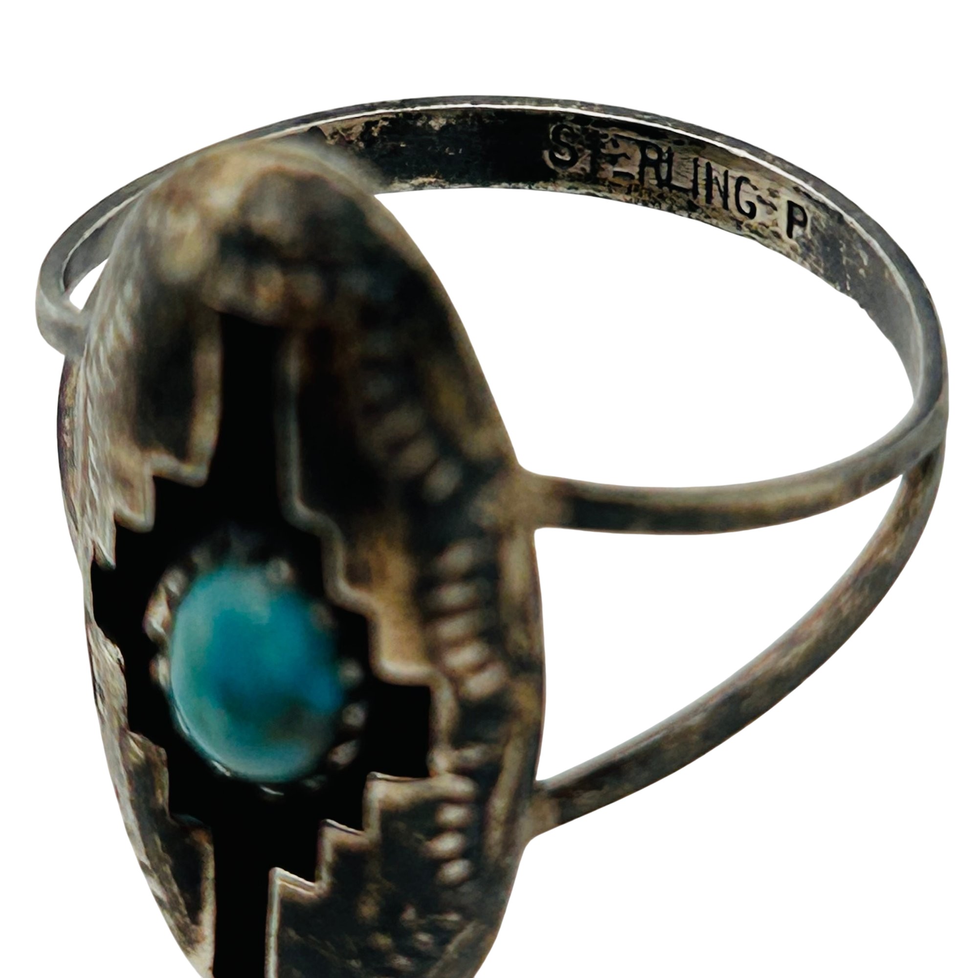 Signed Navajo Sterling Turquoise Ring Sz 7