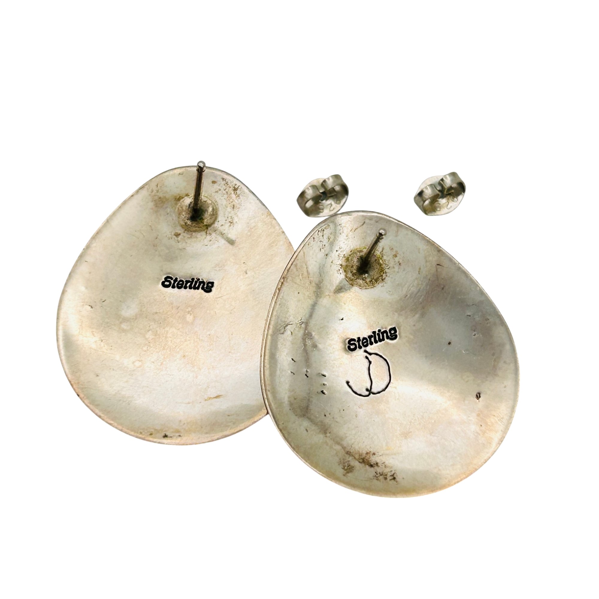 Signed Navajo Sterling Inlay Turquoise Earring