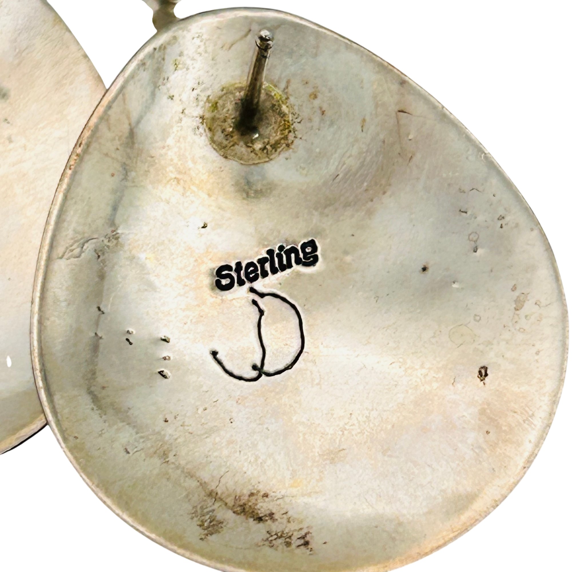 Signed Navajo Sterling Inlay Turquoise Earring