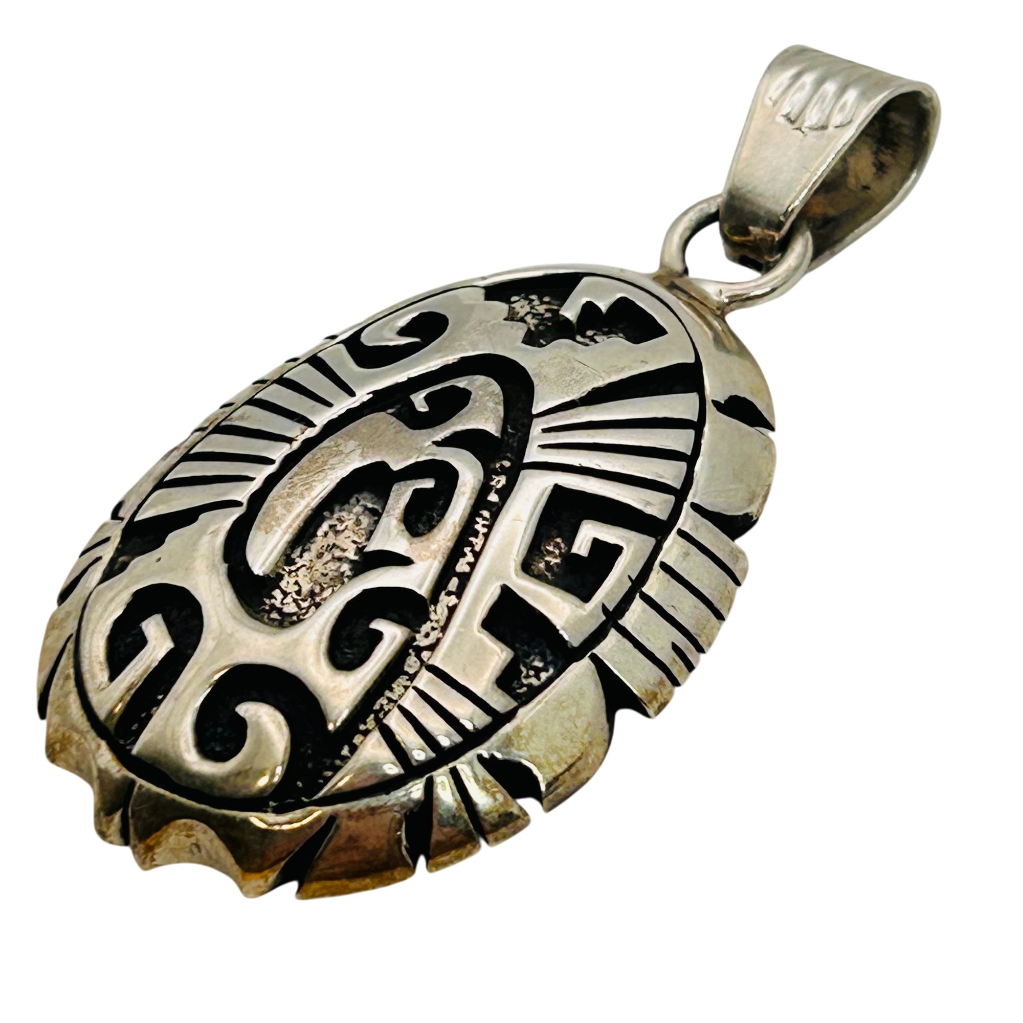 Signed Navajo Sterling Overlay Pendant