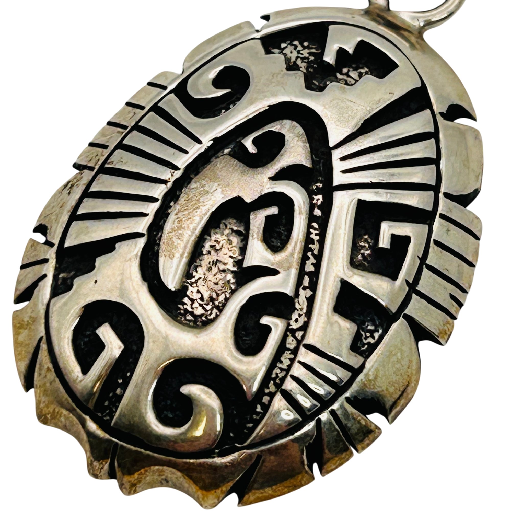 Signed Navajo Sterling Overlay Pendant