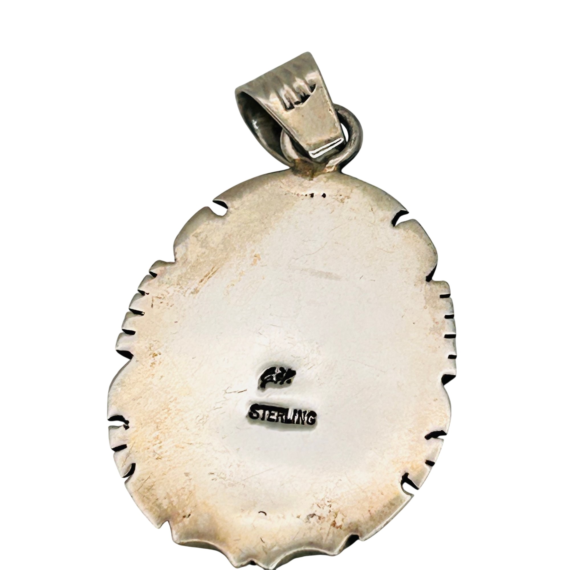 Signed Navajo Sterling Overlay Pendant