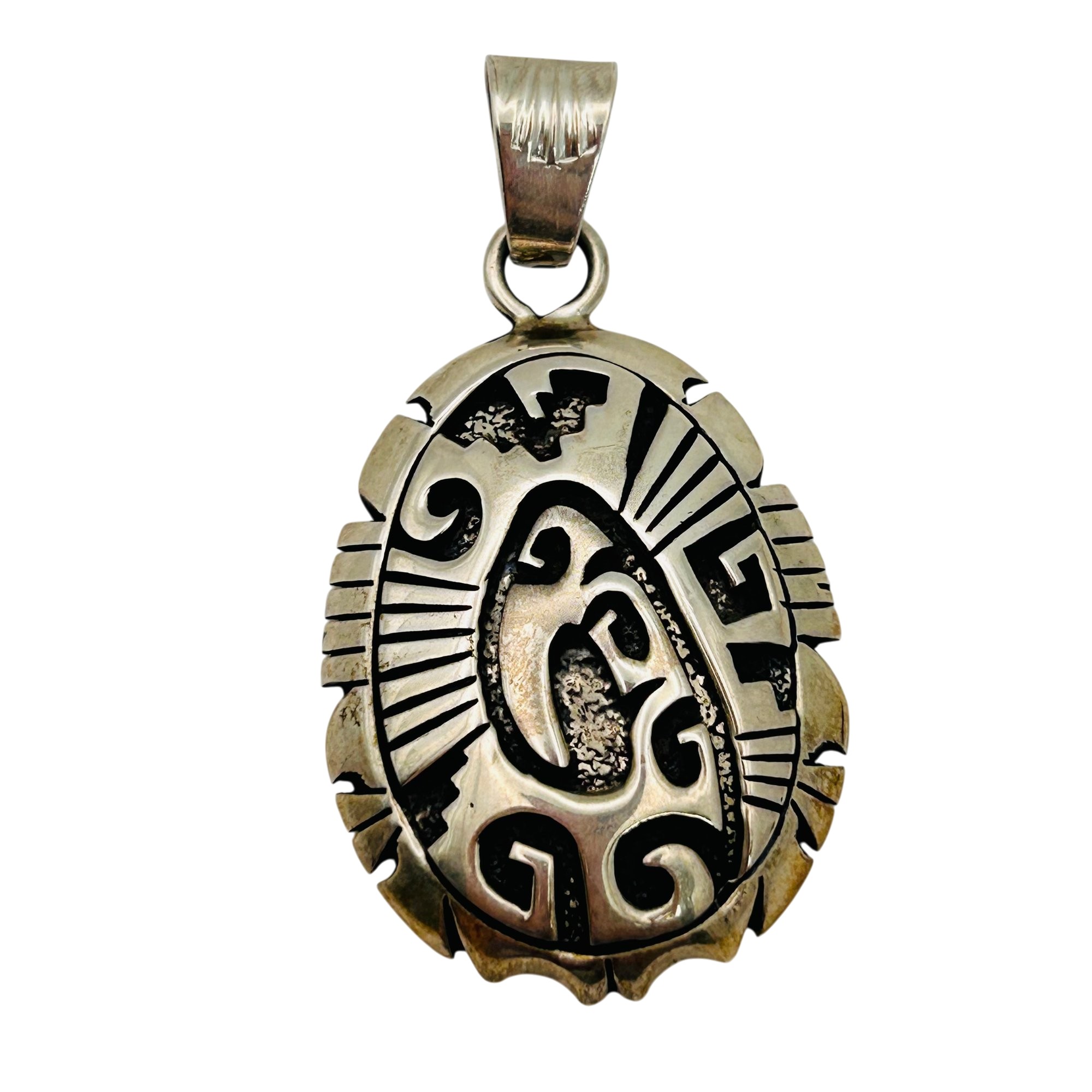 Signed Navajo Sterling Overlay Pendant