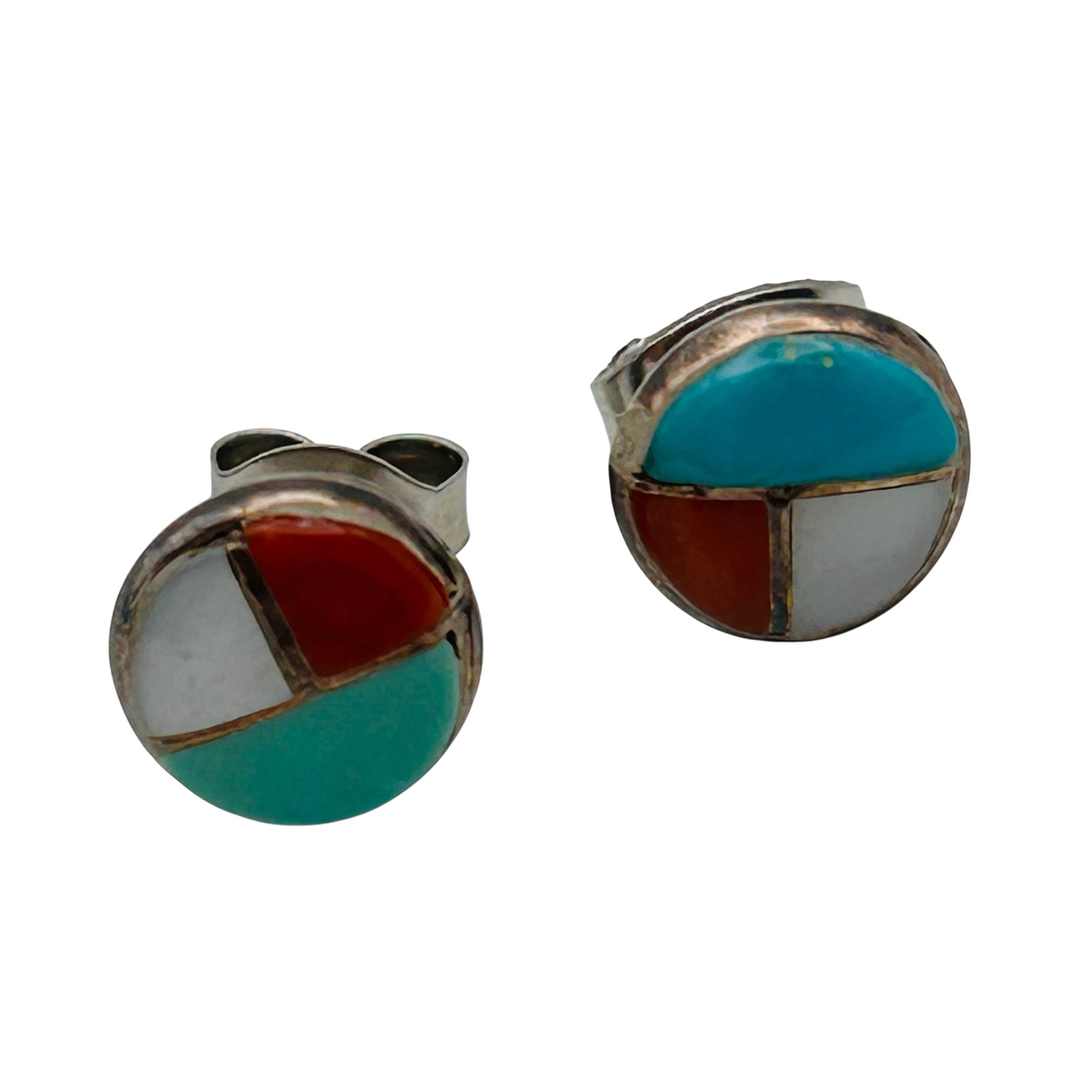 Native Sterling Inlay Stone Earrings