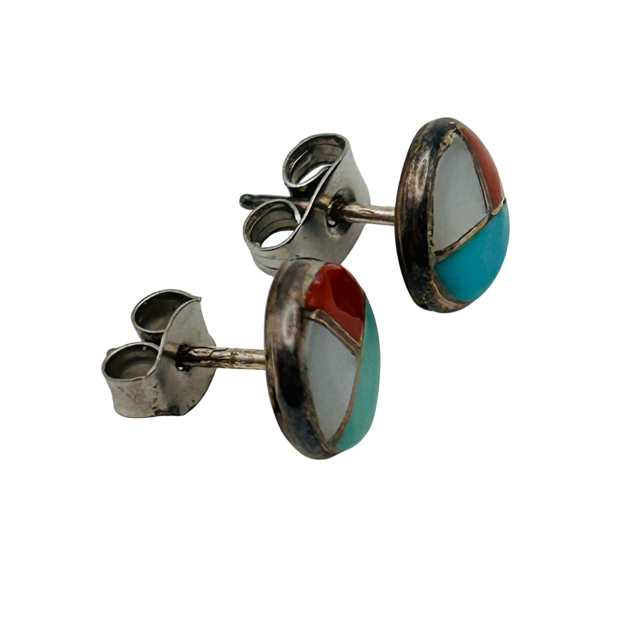 Native Sterling Inlay Stone Earrings