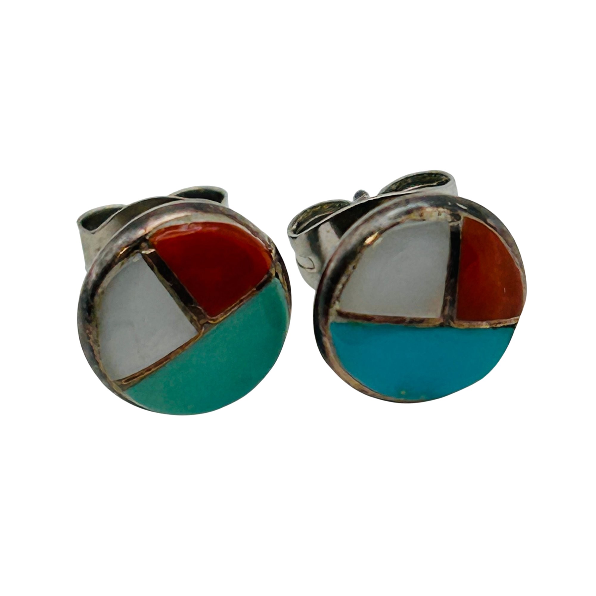 Native Sterling Inlay Stone Earrings