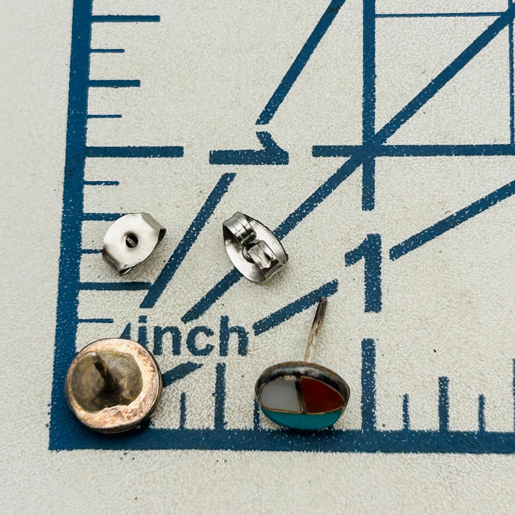 Native Sterling Inlay Stone Earrings