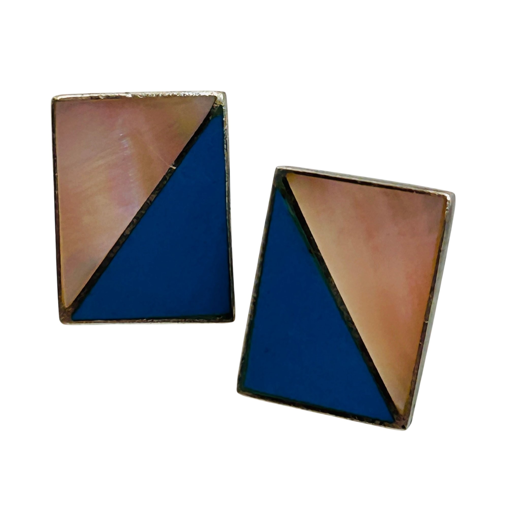 Navajo Sterling Inlay Multi-Stone Earrings