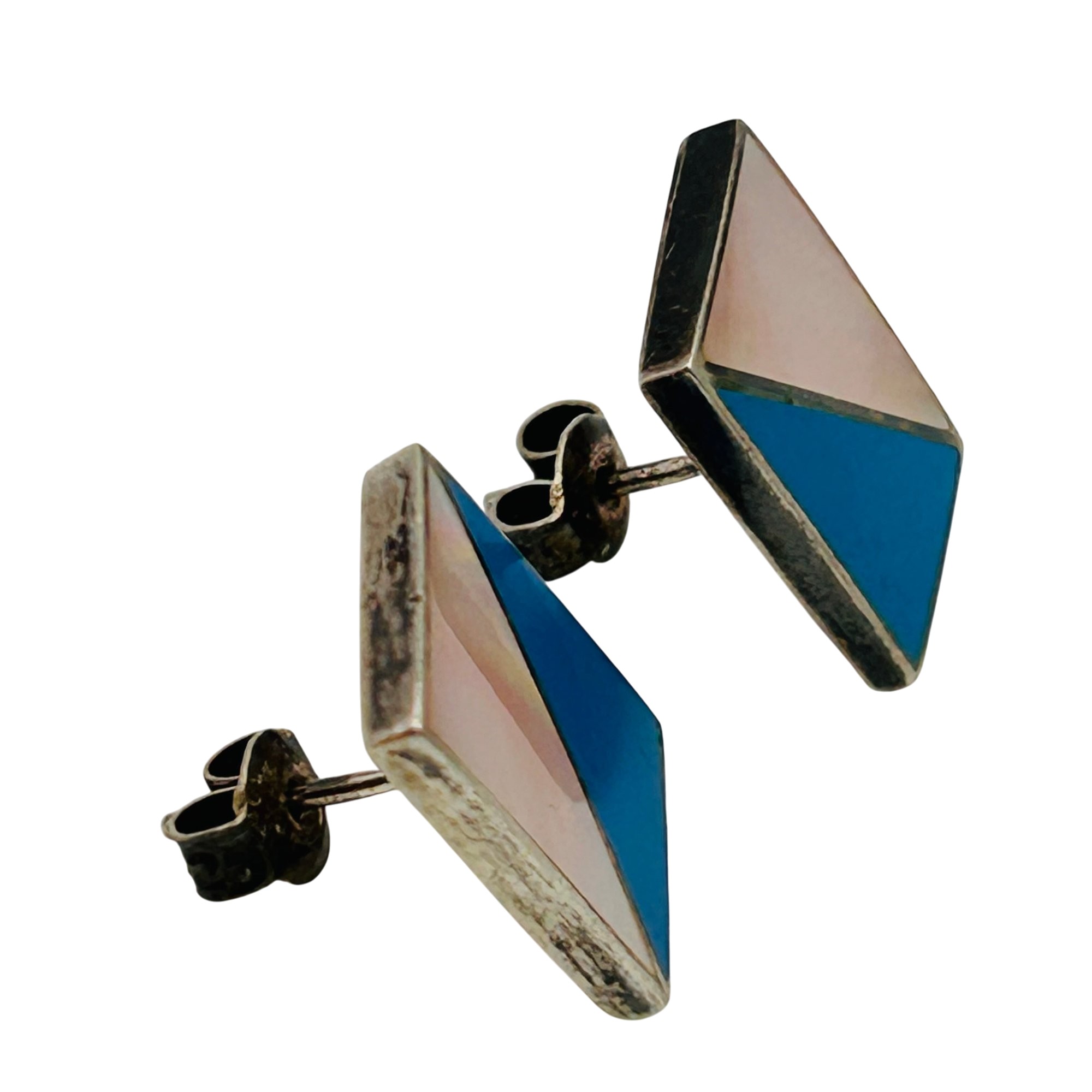 Navajo Sterling Inlay Multi-Stone Earrings