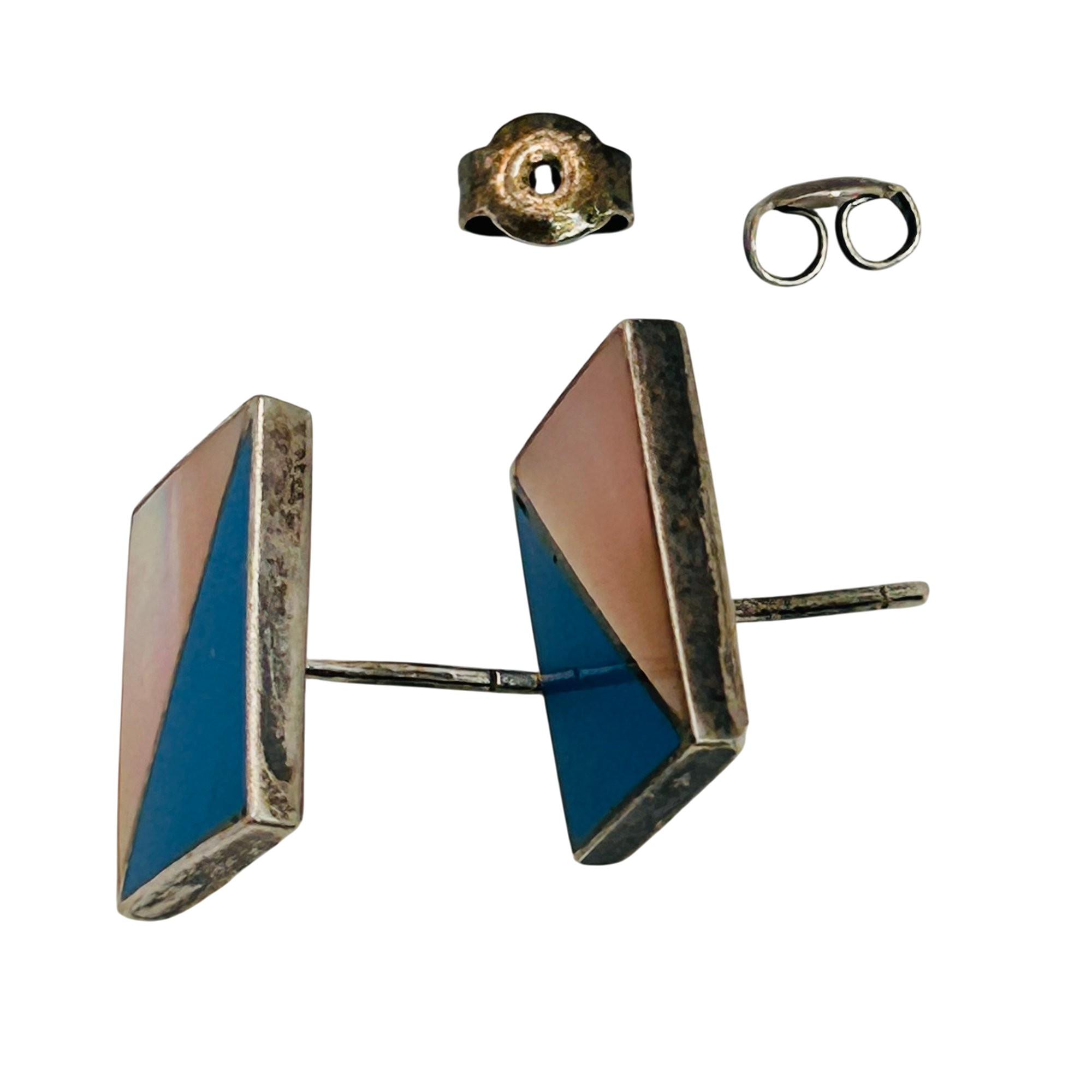 Navajo Sterling Inlay Multi-Stone Earrings