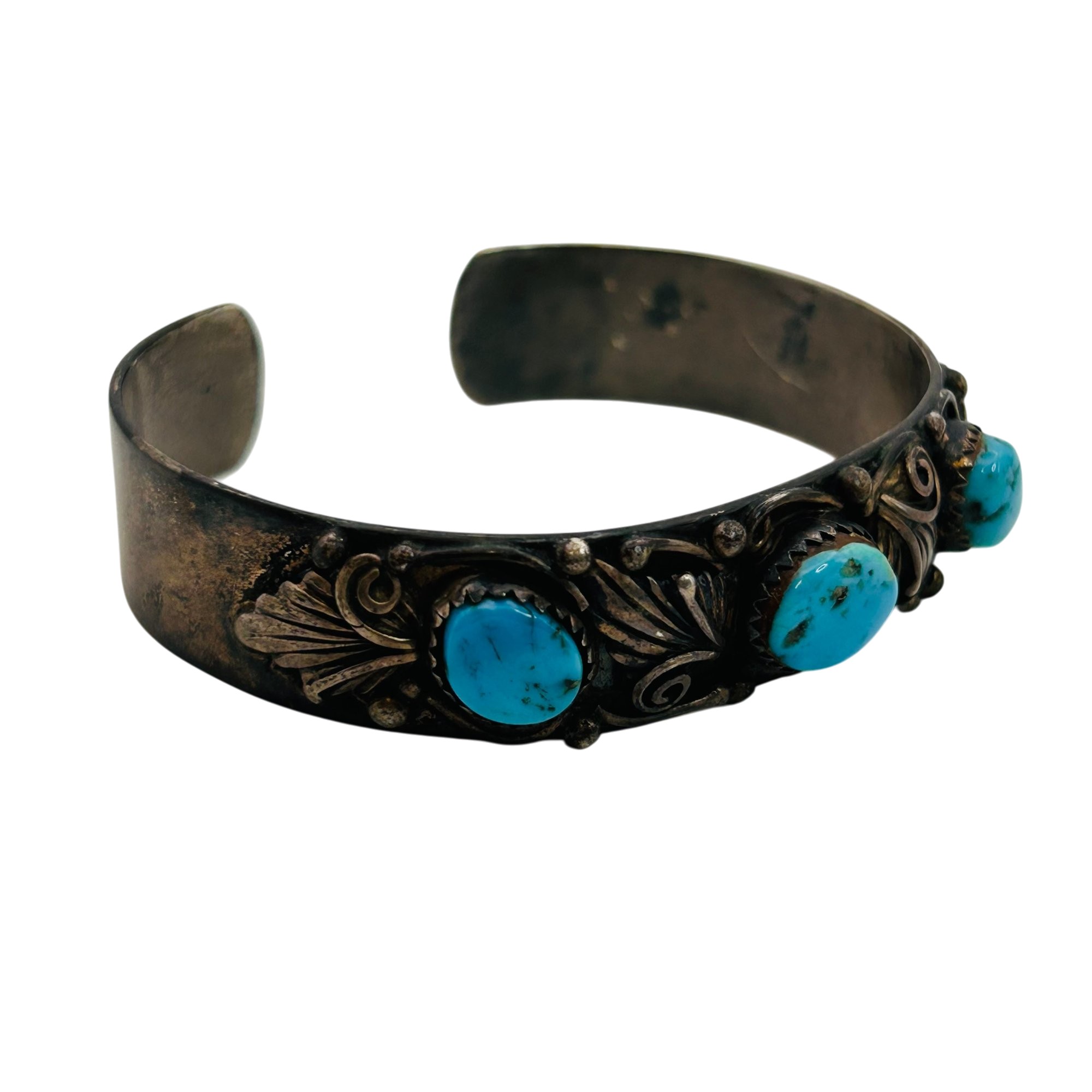 Vintage Signed Navajo Sterling Cuff Bracelet