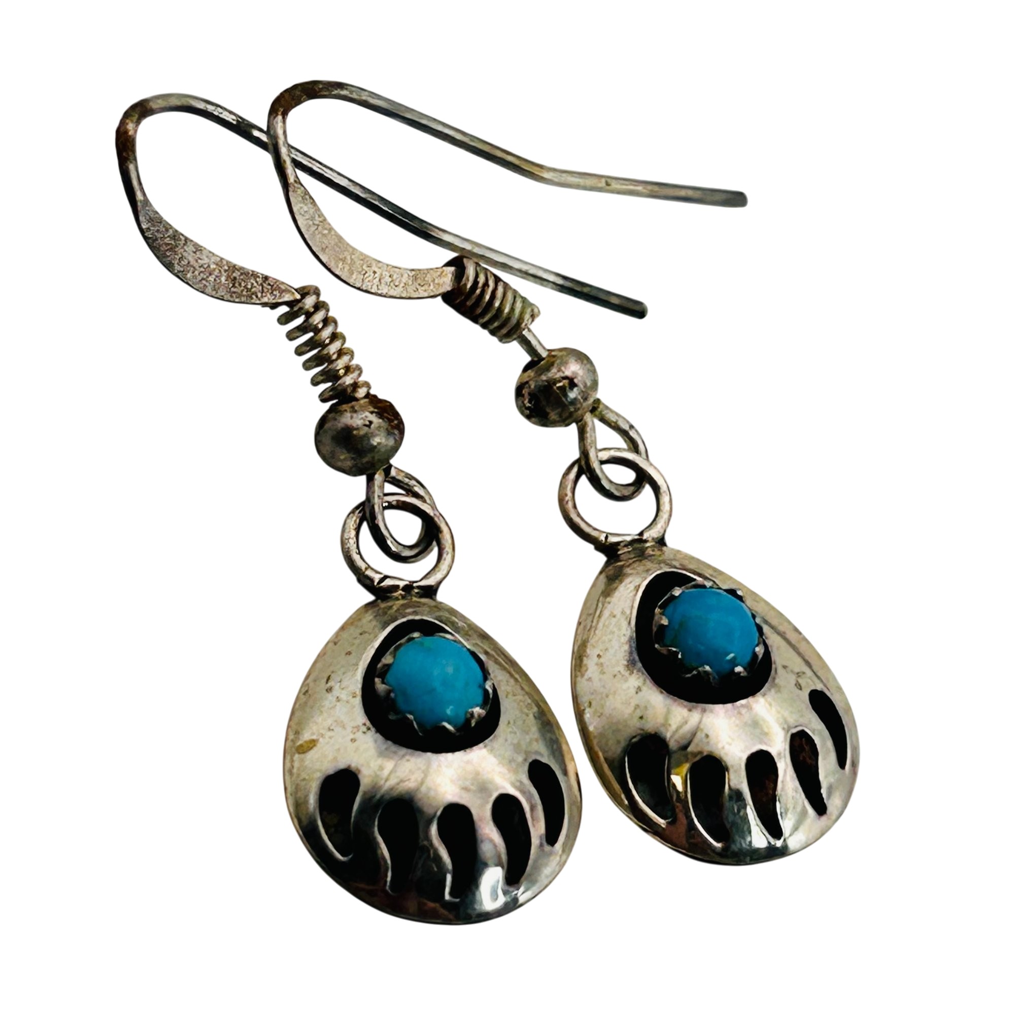Navajo Sterling Bear Claw Earrings