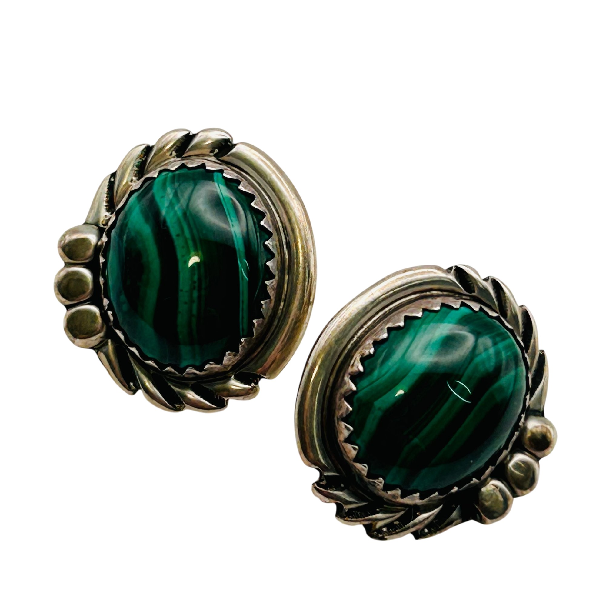 Navajo Sterling Malachite Earrings