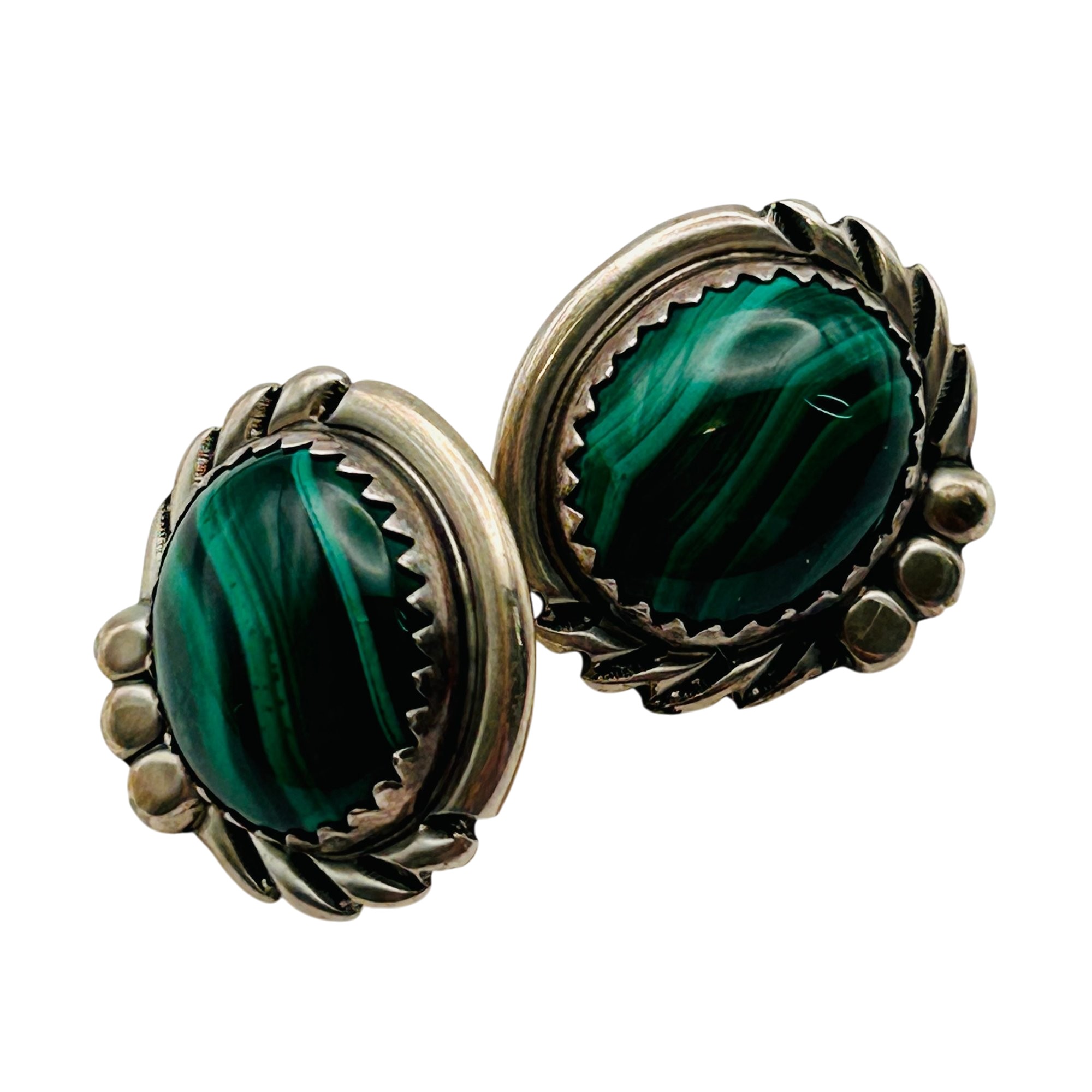 Navajo Sterling Malachite Earrings