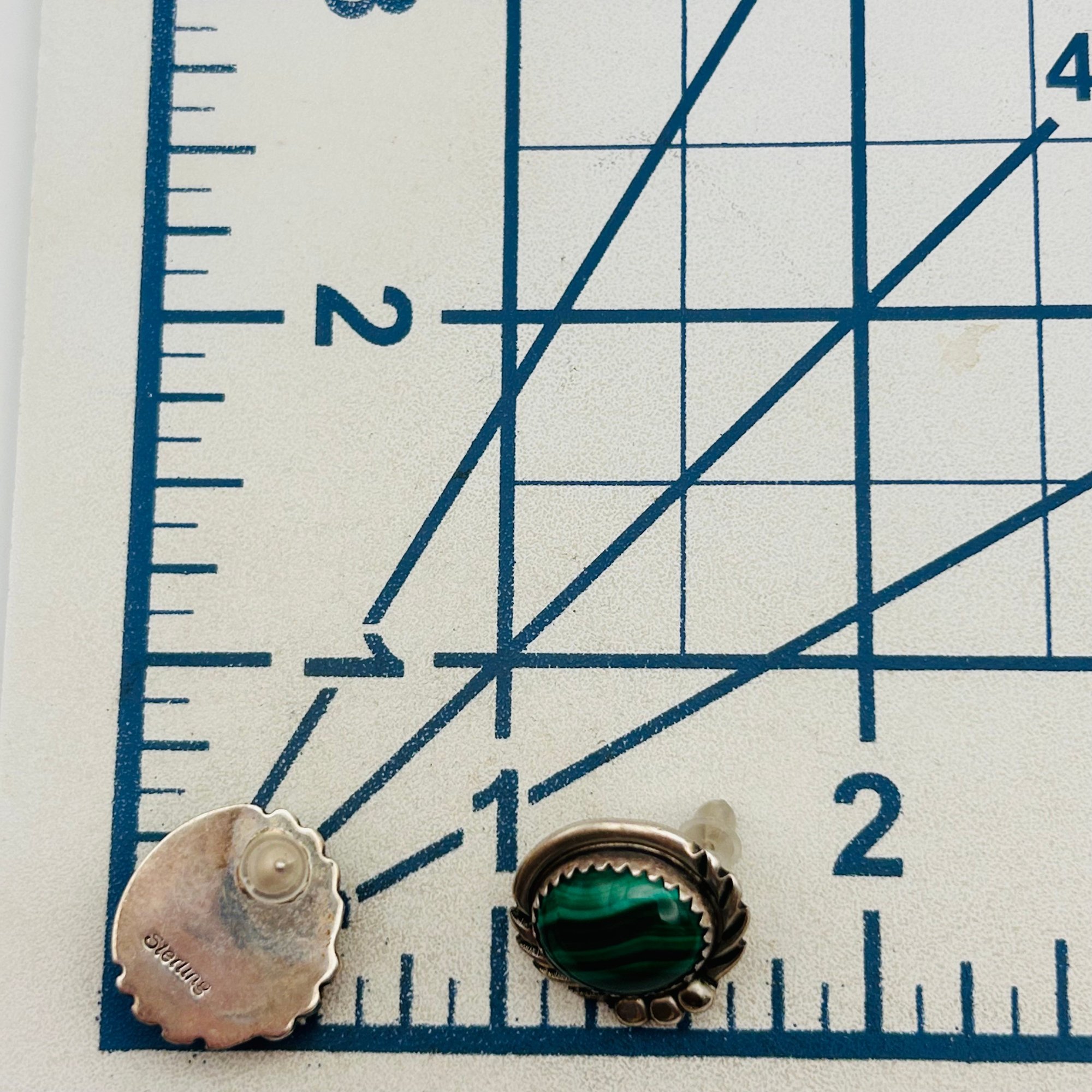 Navajo Sterling Malachite Earrings