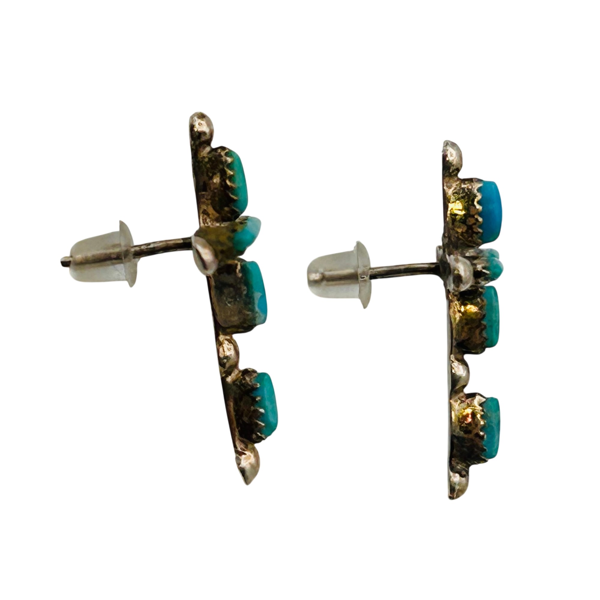 Zuni Sterling NeedlePoint Turquoise Cross Earrings