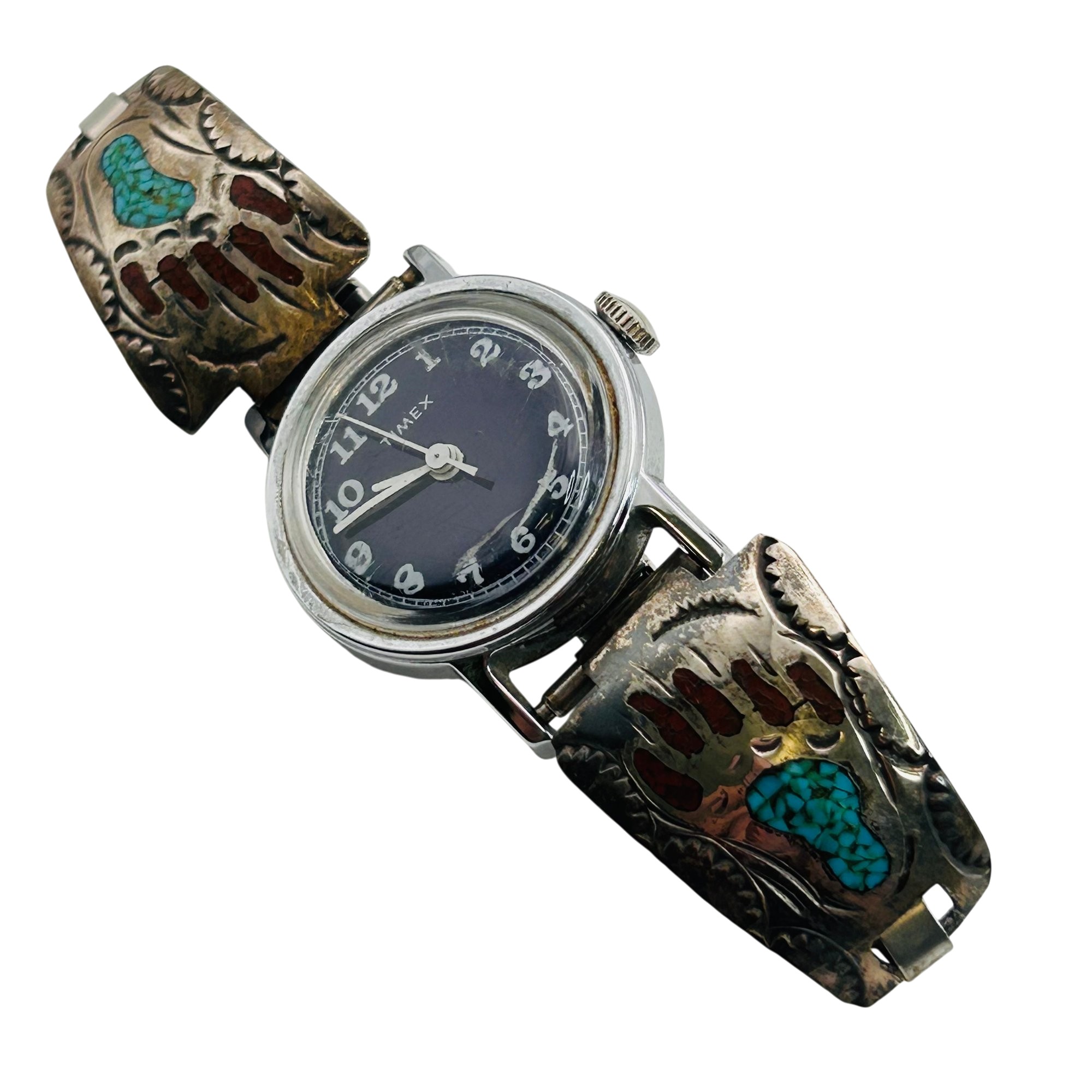 Signed Navajo Sterling Watch Band Tips