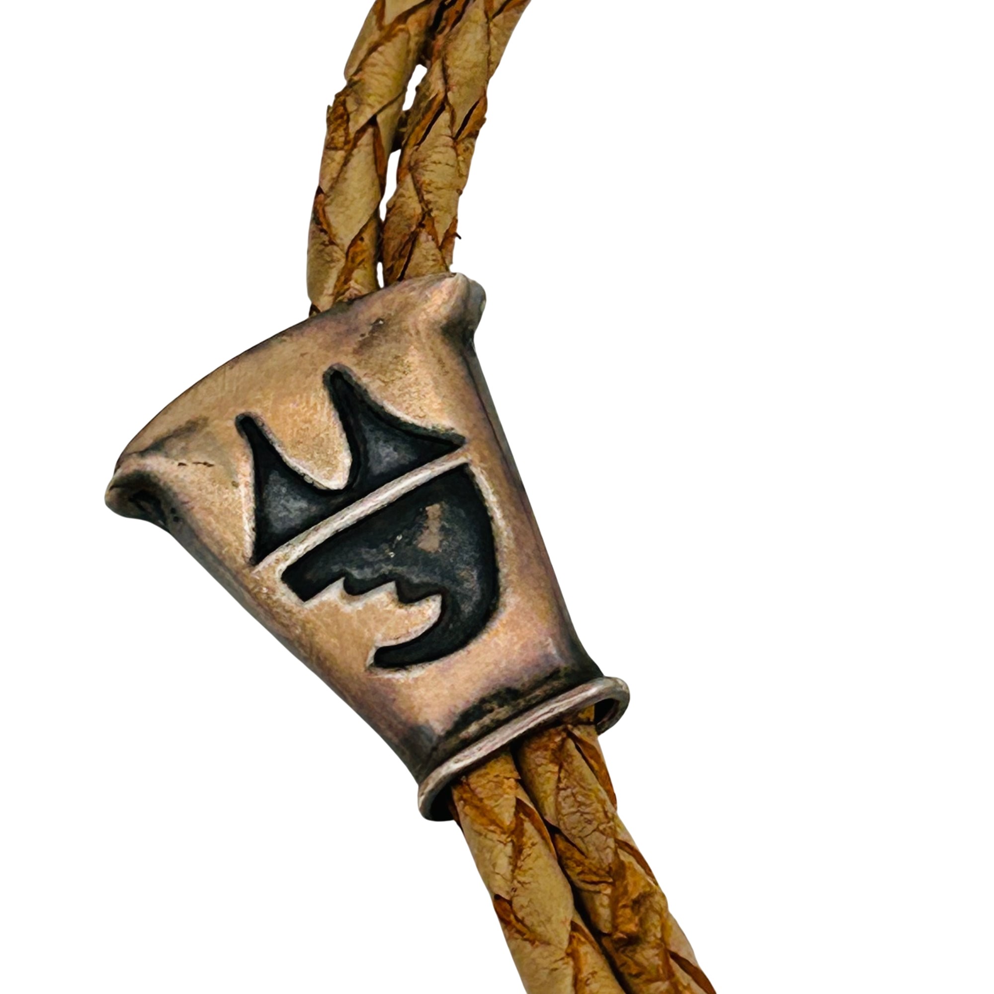 Native Sterling Bolo Tie With Tan Leather Tie