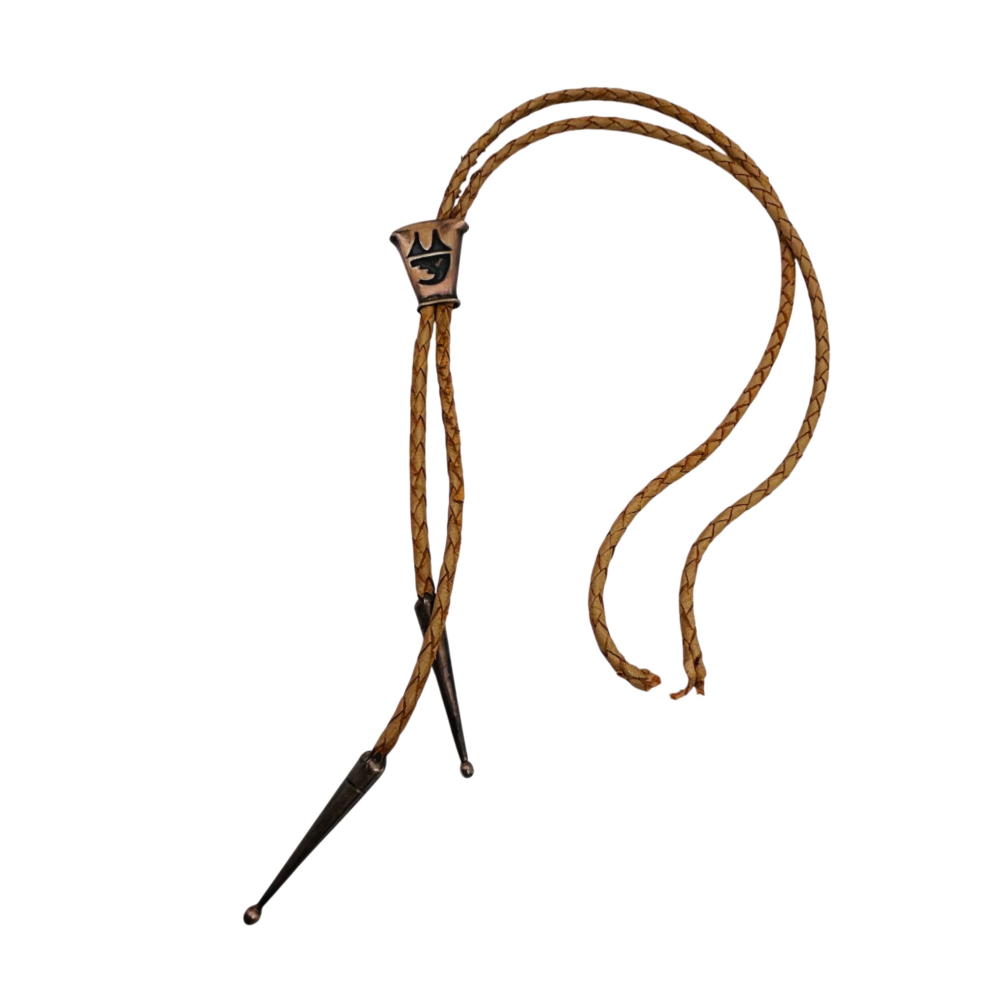 Native Sterling Bolo Tie With Tan Leather Tie