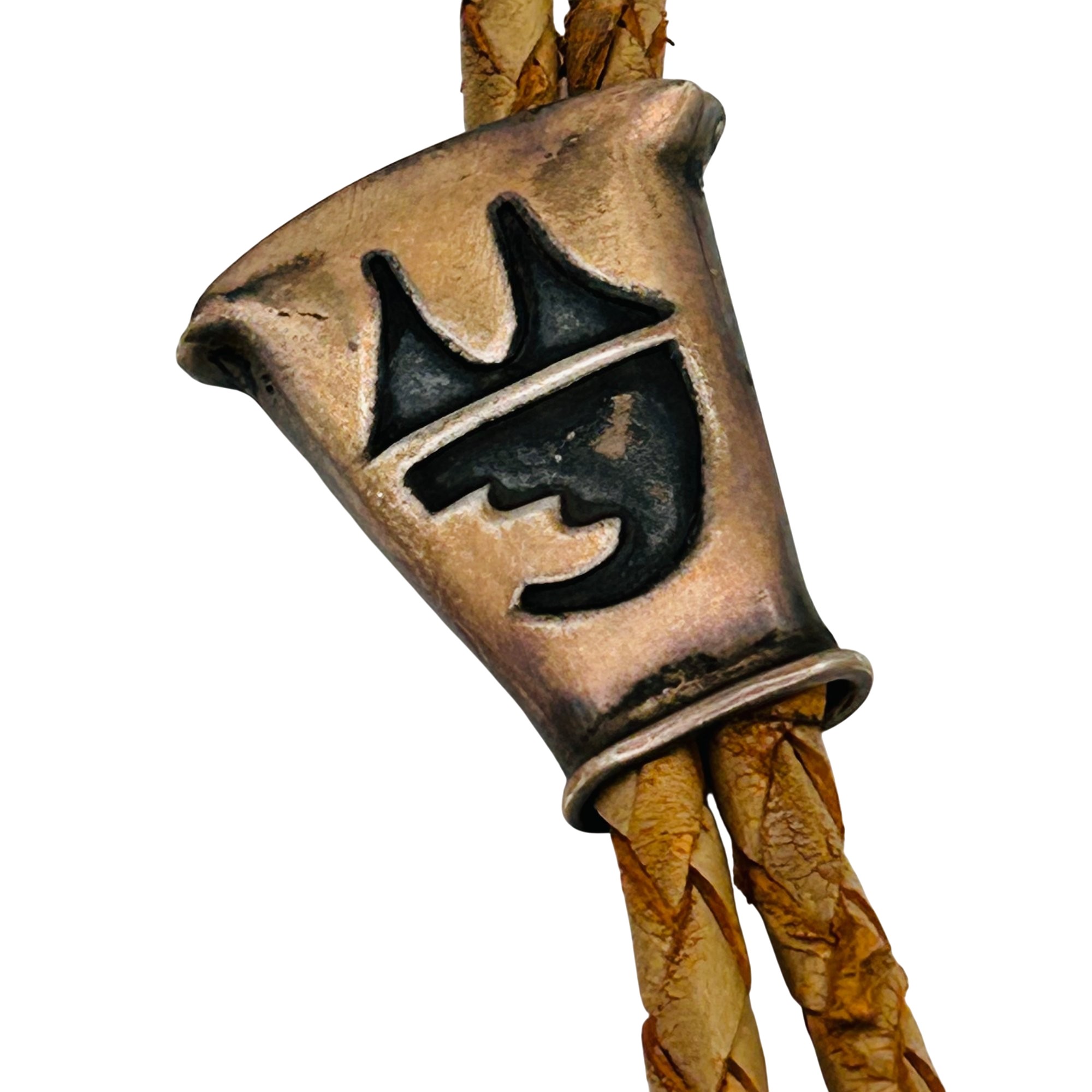 Native Sterling Bolo Tie With Tan Leather Tie