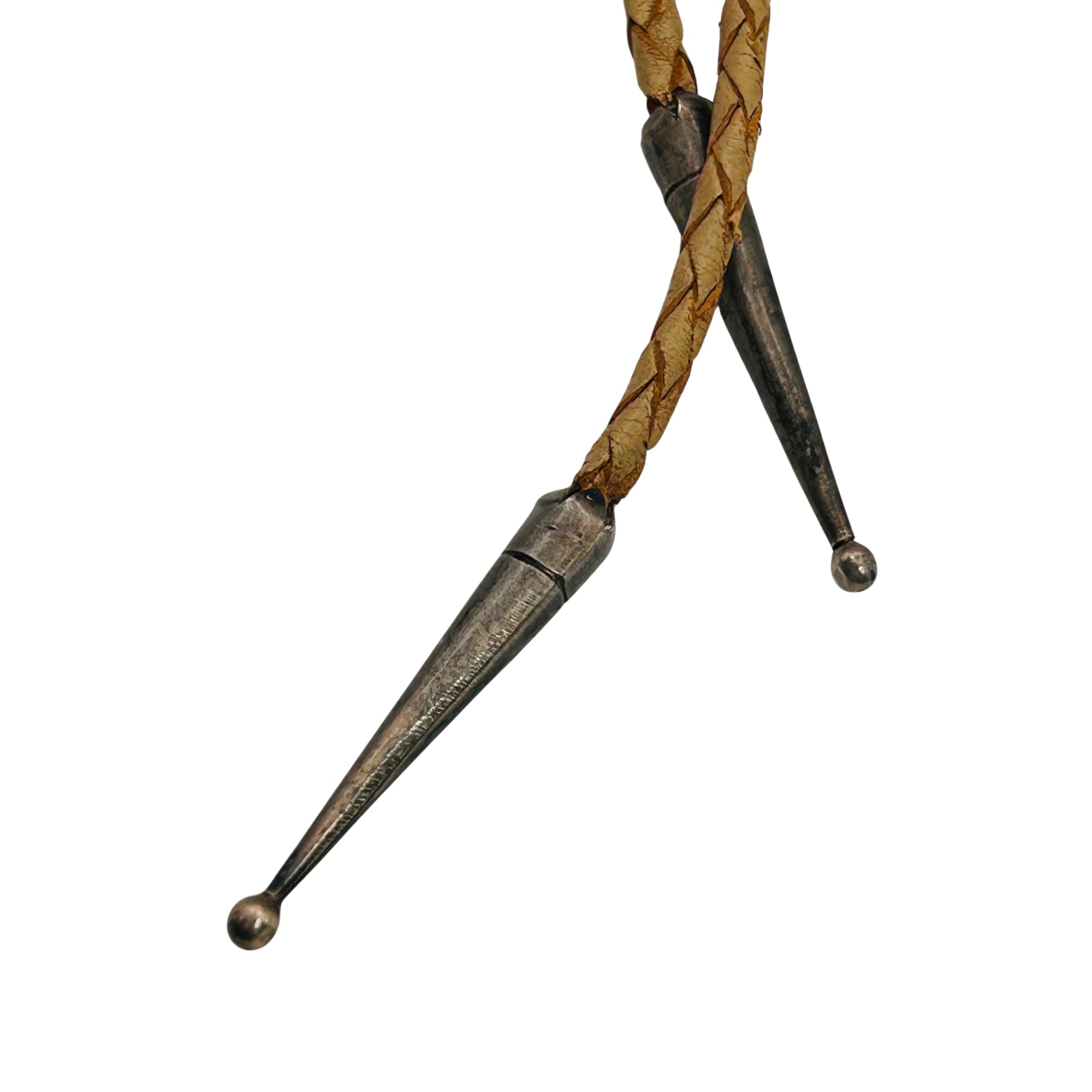Native Sterling Bolo Tie With Tan Leather Tie