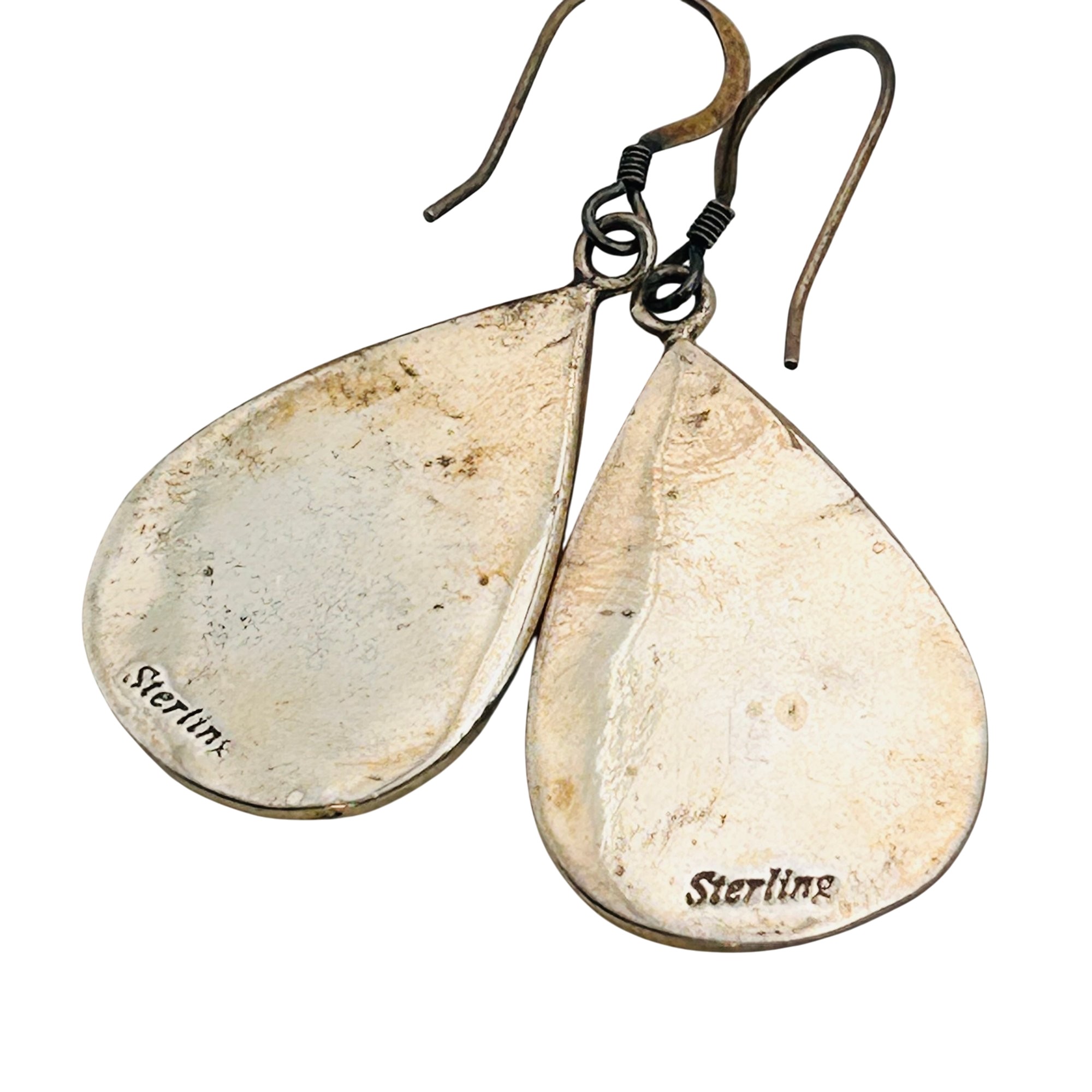 Sterling Raised Turquoise Bird Earrings