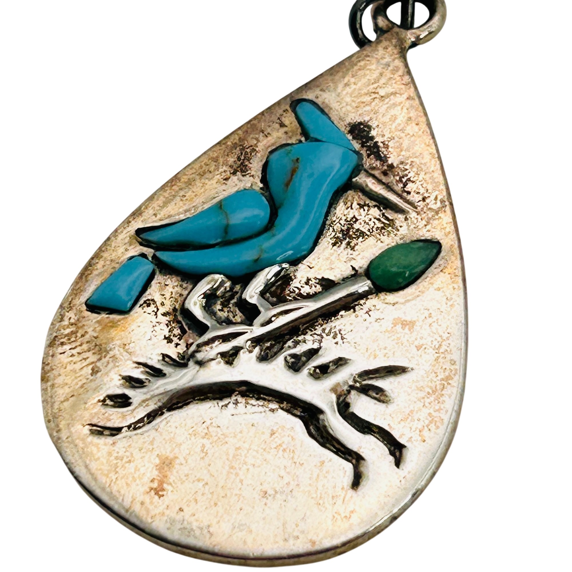 Sterling Raised Turquoise Bird Earrings