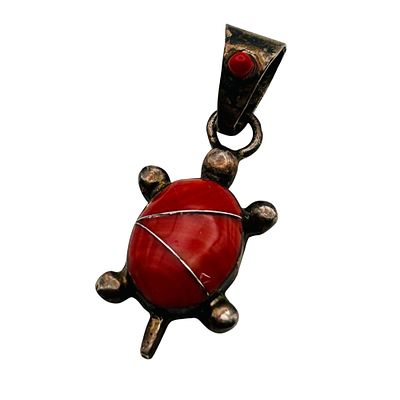 Sterling Coral Turtle Pendant. sterling coral turtle pendant 2.1g