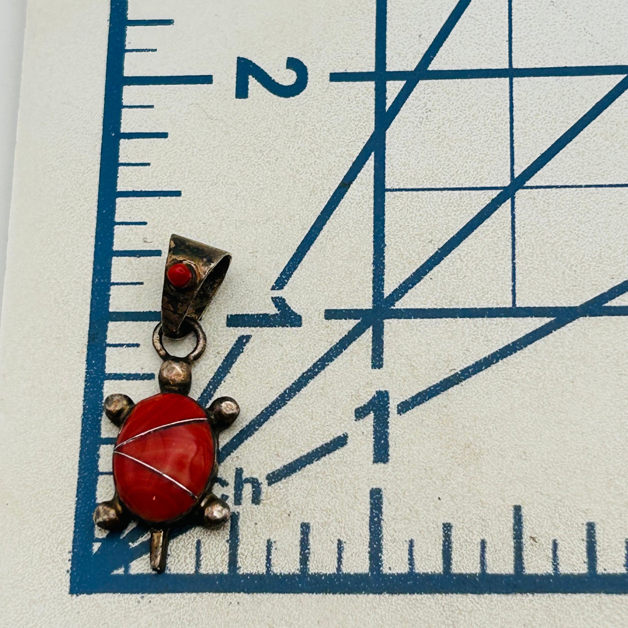 Sterling Coral Turtle Pendant