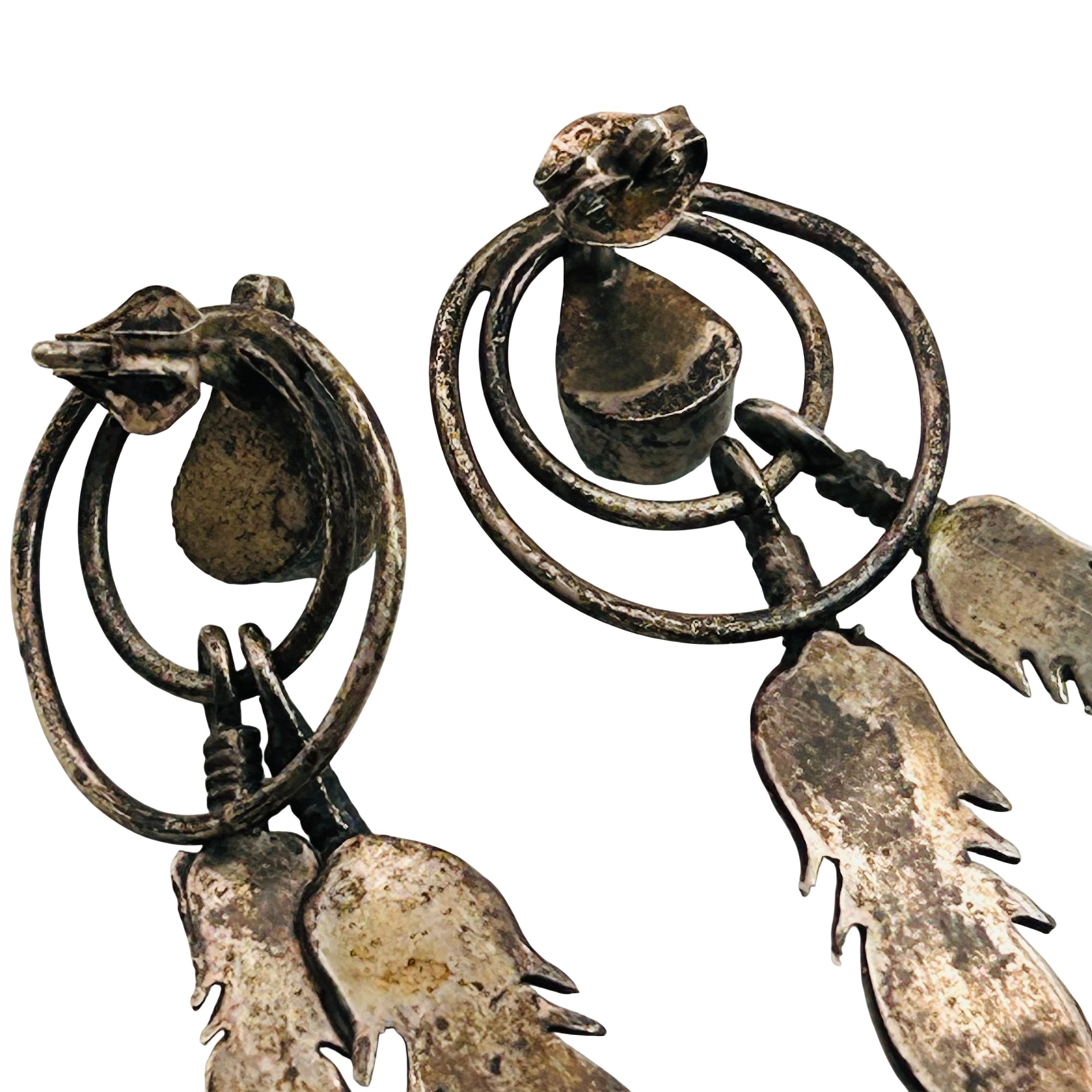 Native Sterling Turquoise Feather Earrings