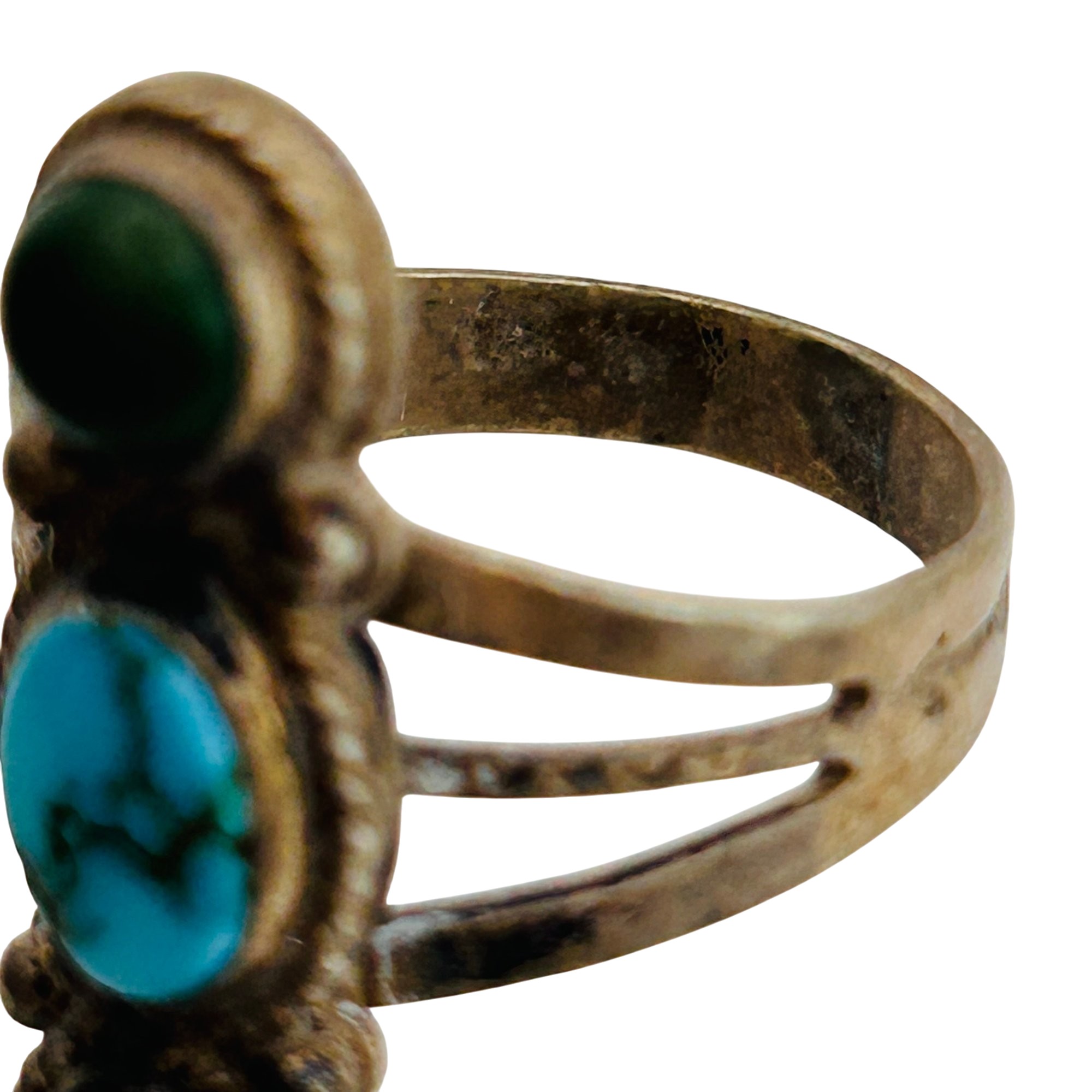 Navajo Sterling Turquoise And Malachite Ring Sz 7