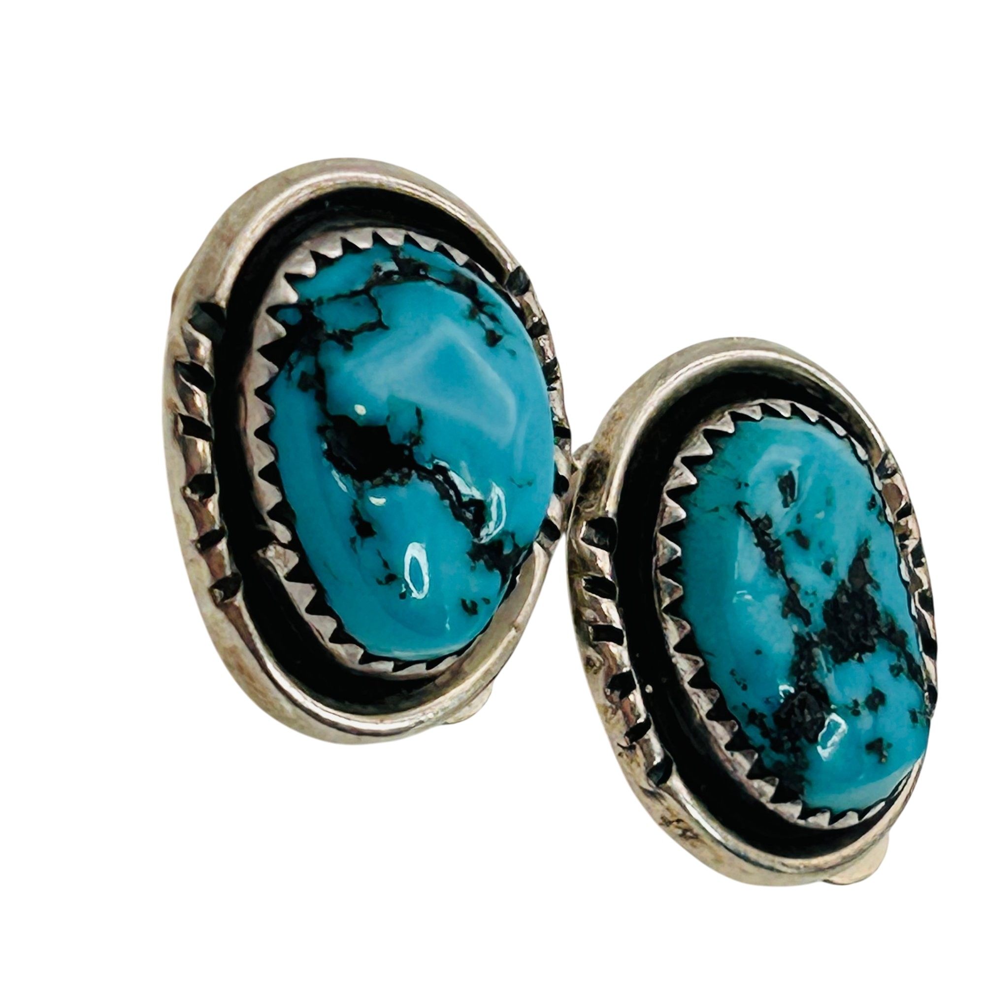 Signed RB Navajo Sterling Turquoise Earrings