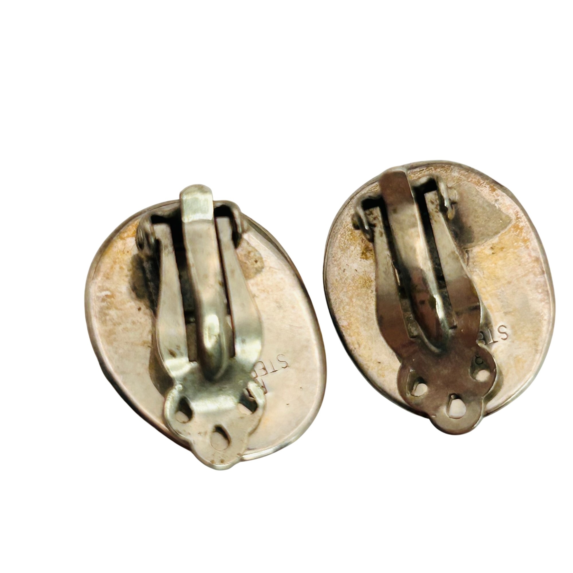Signed RB Navajo Sterling Turquoise Earrings
