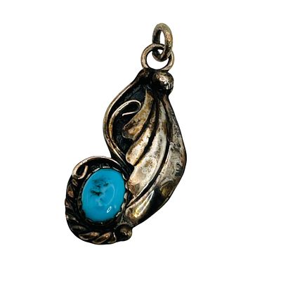 L. Charley Navajo Sterling Turquoise Pendant. L. Charley Navajo sterling turquoise pendant 2.4g