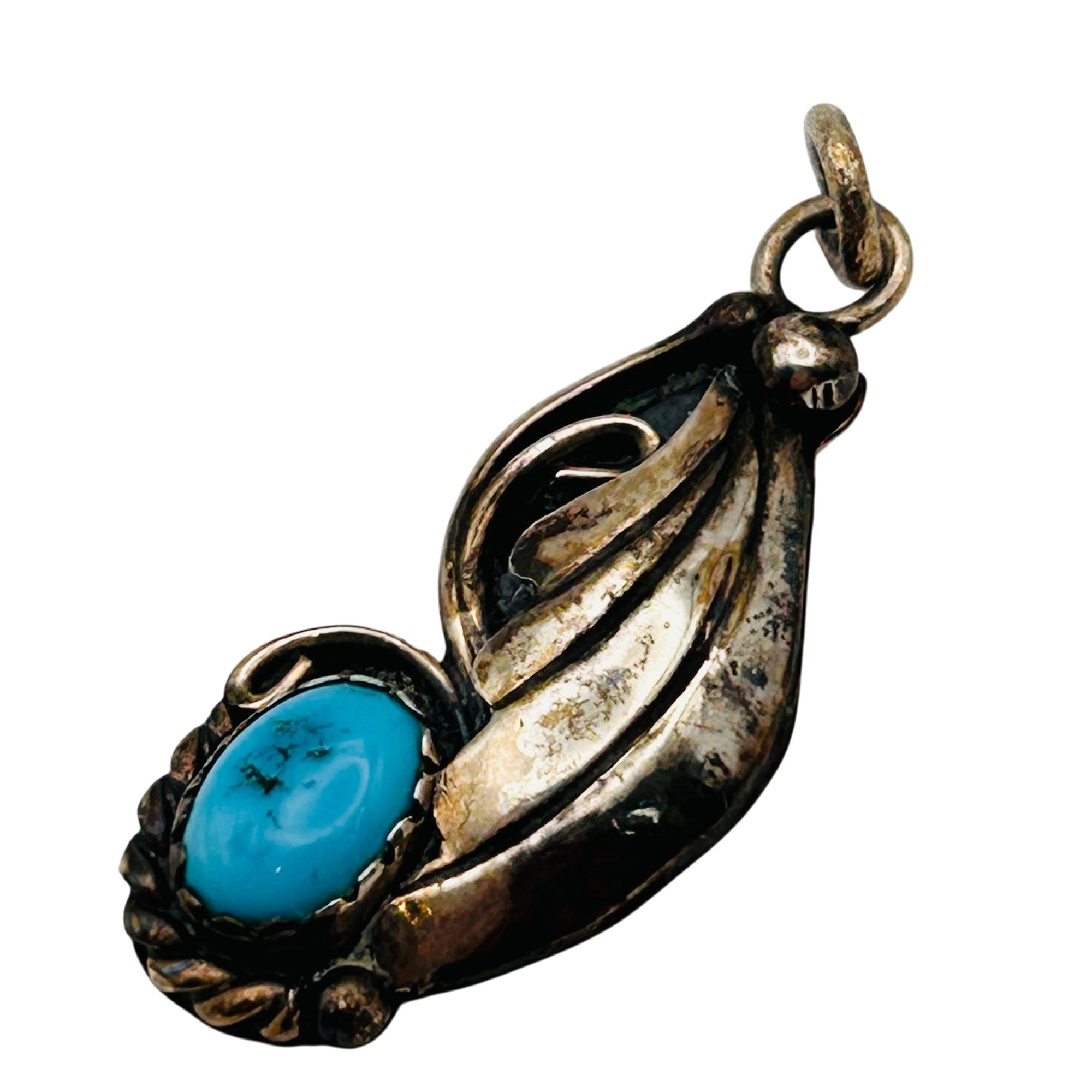 L. Charley Navajo Sterling Turquoise Pendant