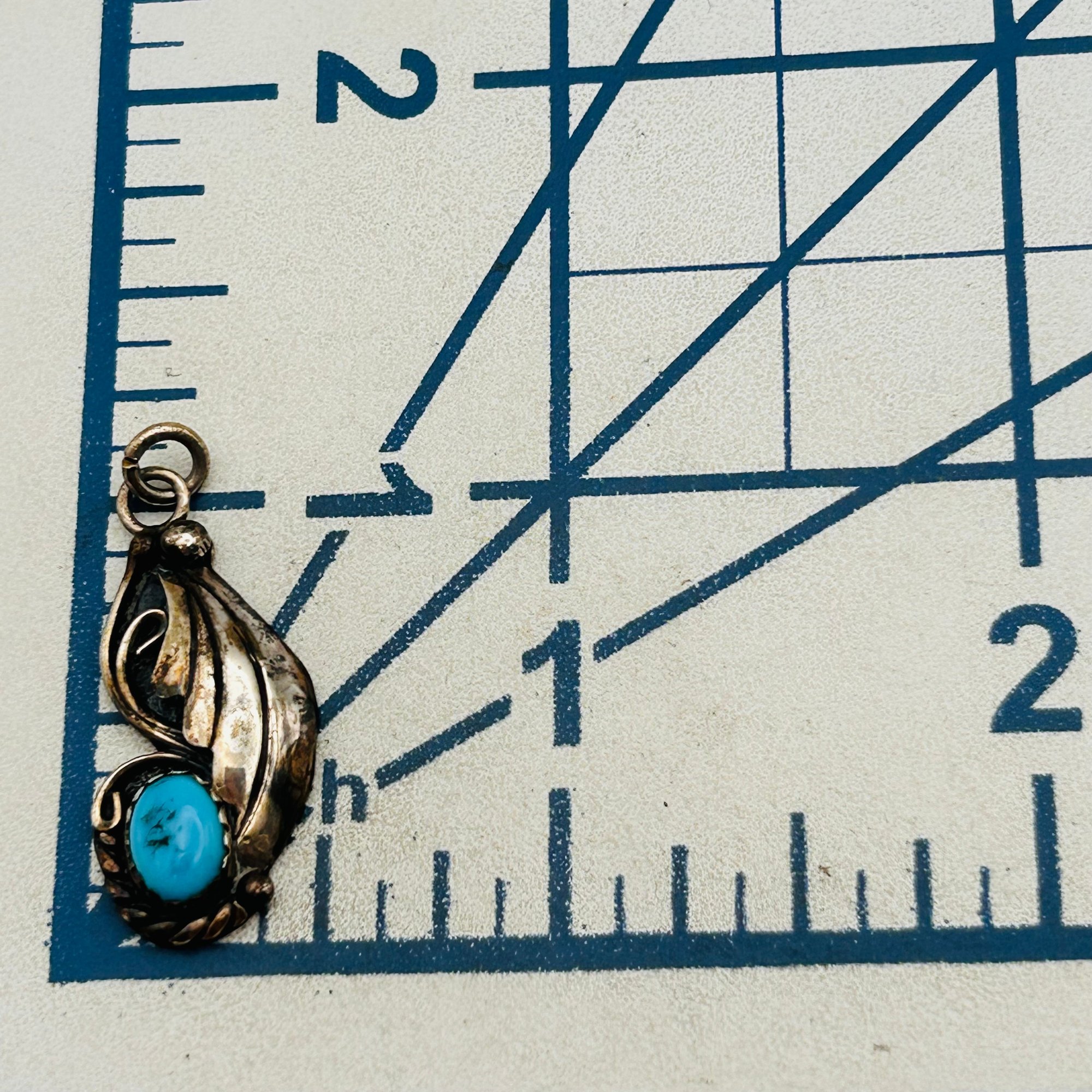 L. Charley Navajo Sterling Turquoise Pendant